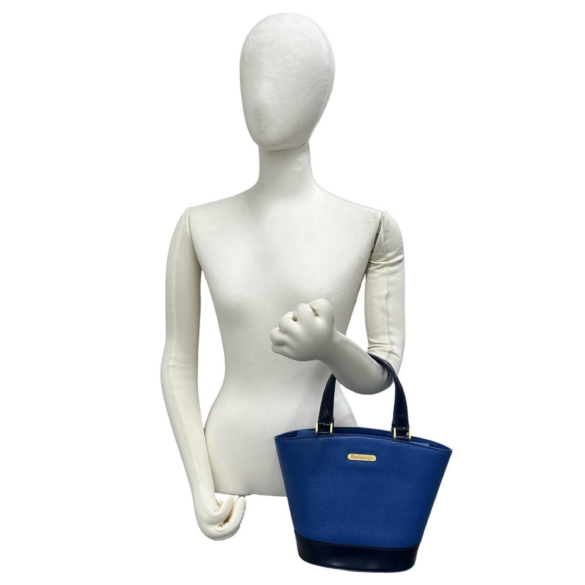 Burberry Blue Leather Handbag Tote Bag (Pre-Owned)