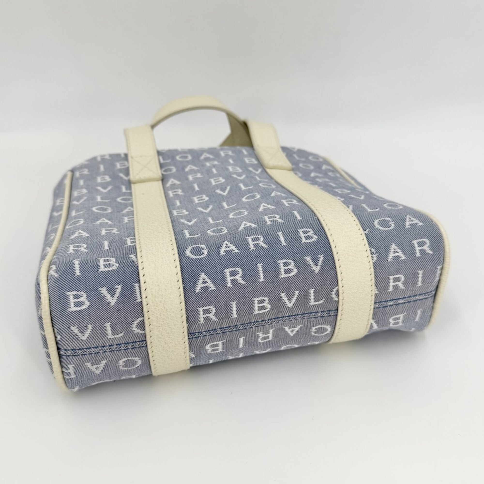 Bvlgari Blue Brown Green White Canvas Handbag (Pre-Owned)