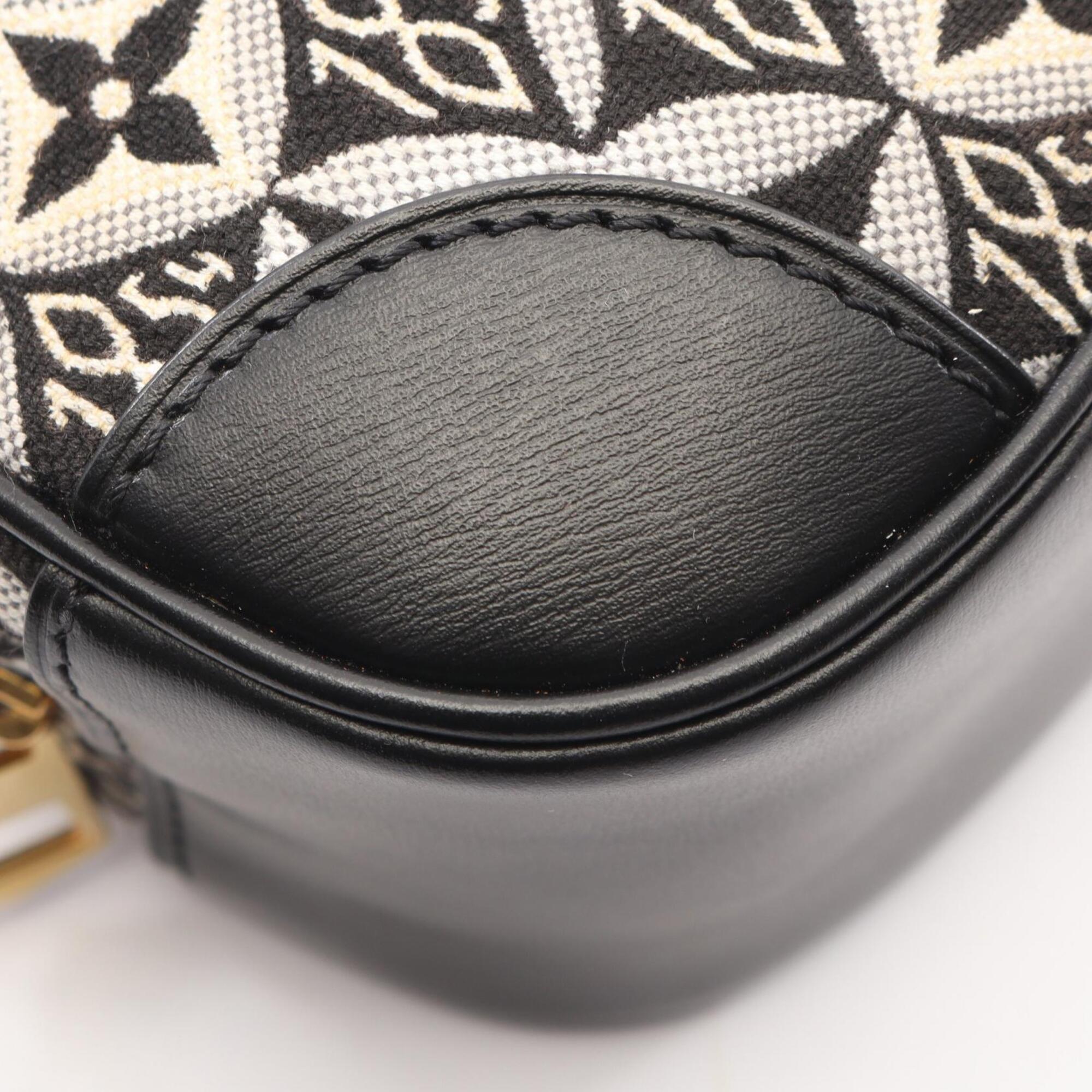 Louis Vuitton Black White Canvas Leather Handbag Shoulder Bag (Pre-Owned)