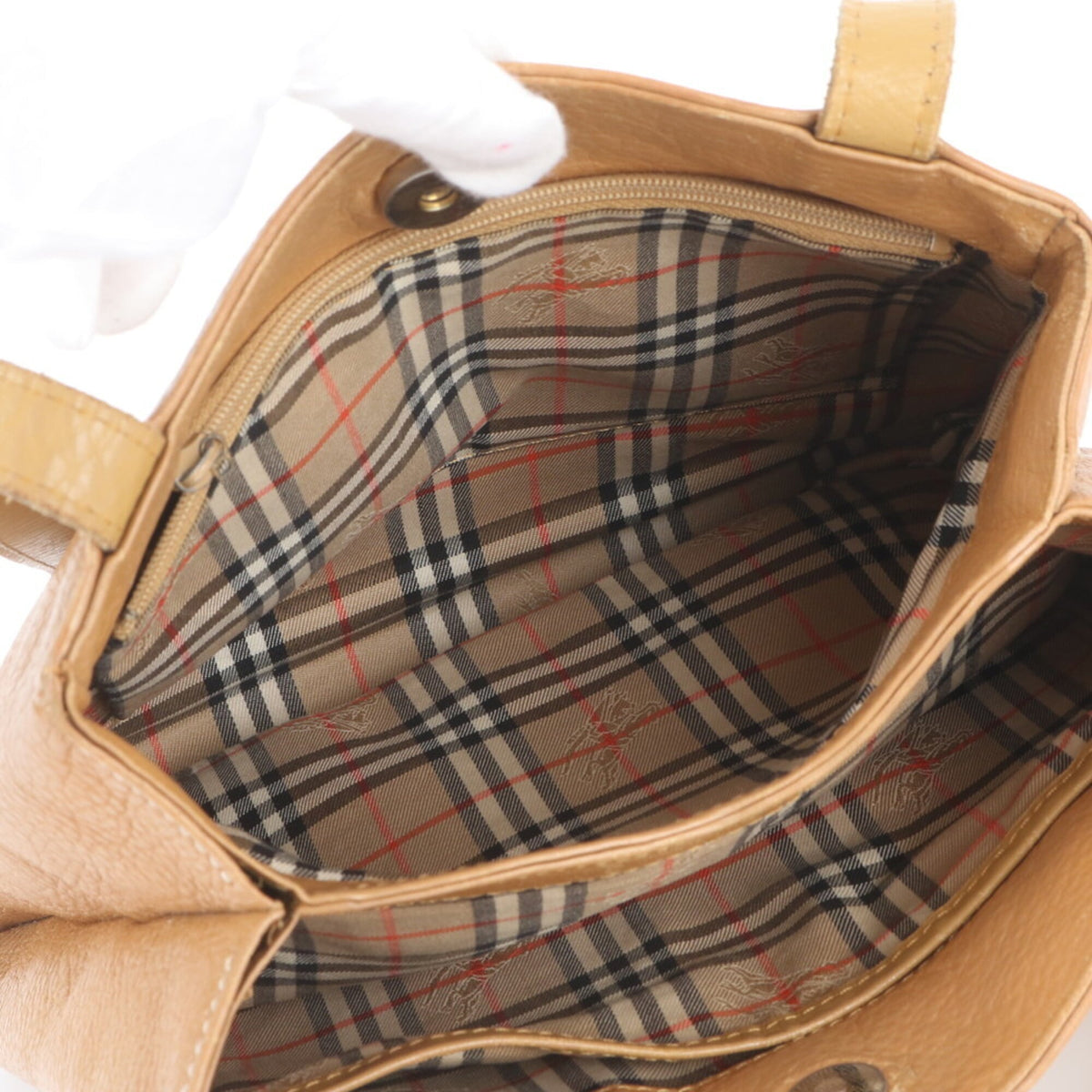 Burberry Camel Leather Handbag Shoulder Bag Tote Bag (Pre-Owned)
