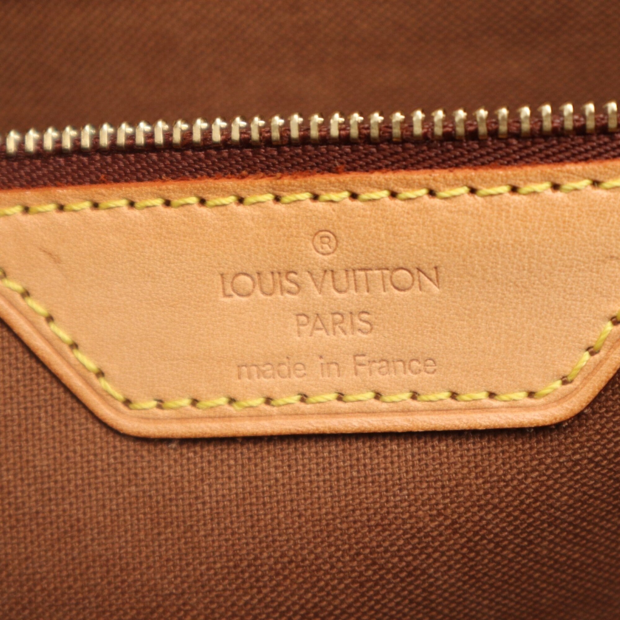 Louis Vuitton Beige Brown Coated Canvas Leather Handbag (Pre-Owned)