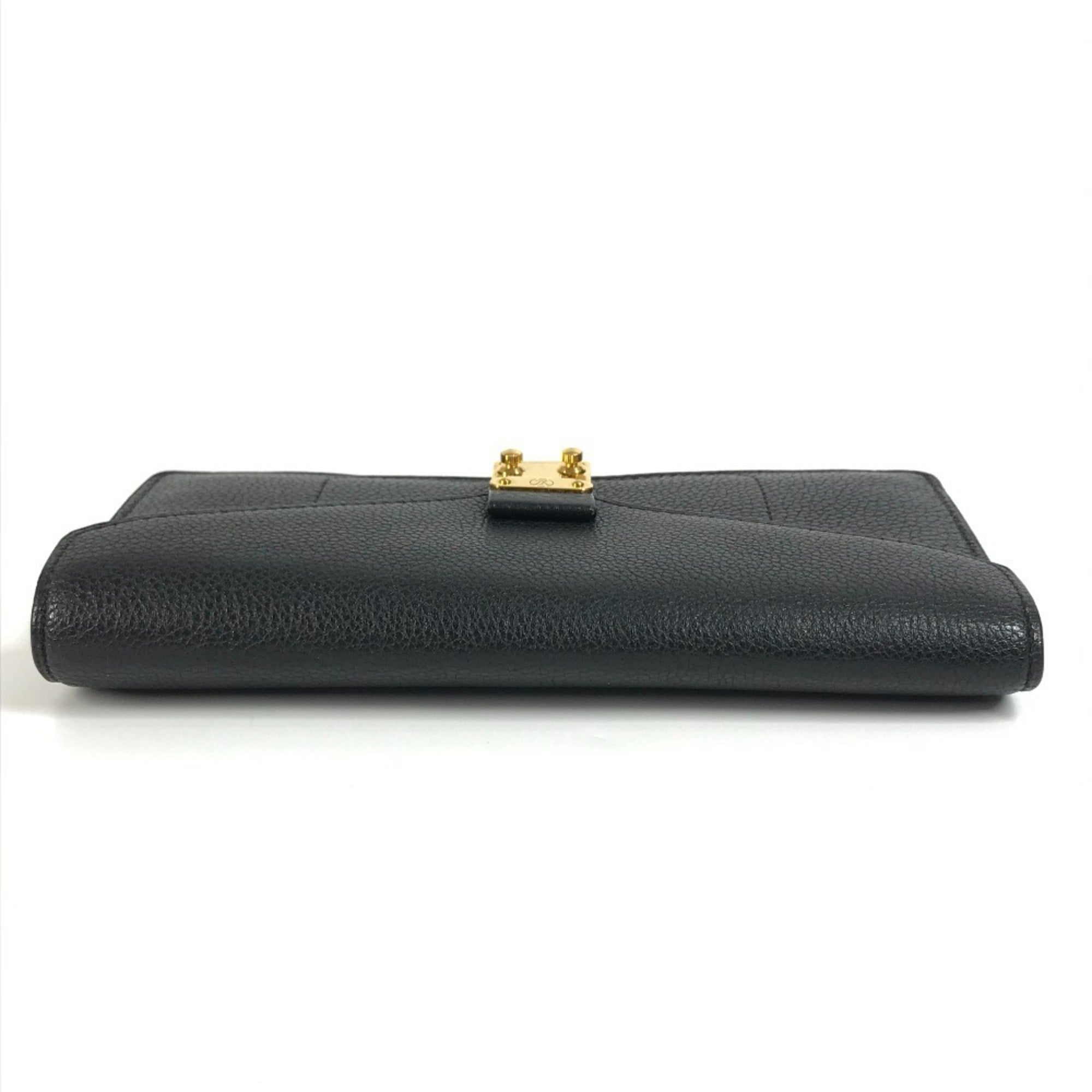 Louis Vuitton Black Leather Long Wallet (Tri-Fold) (Pre-Owned)