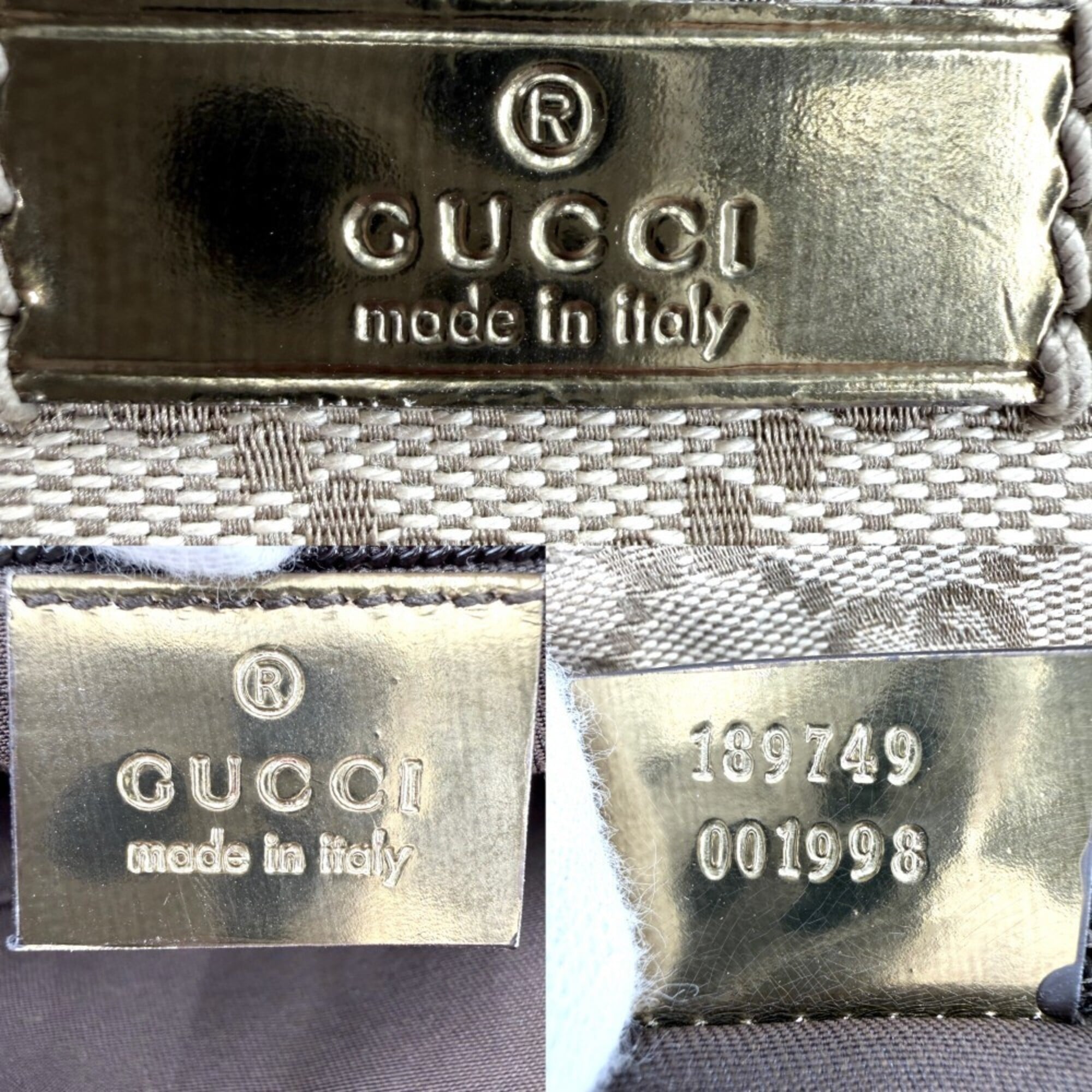 Gucci Beige Beige Gold Gg Canvas Shoulder Bag (Pre-Owned)