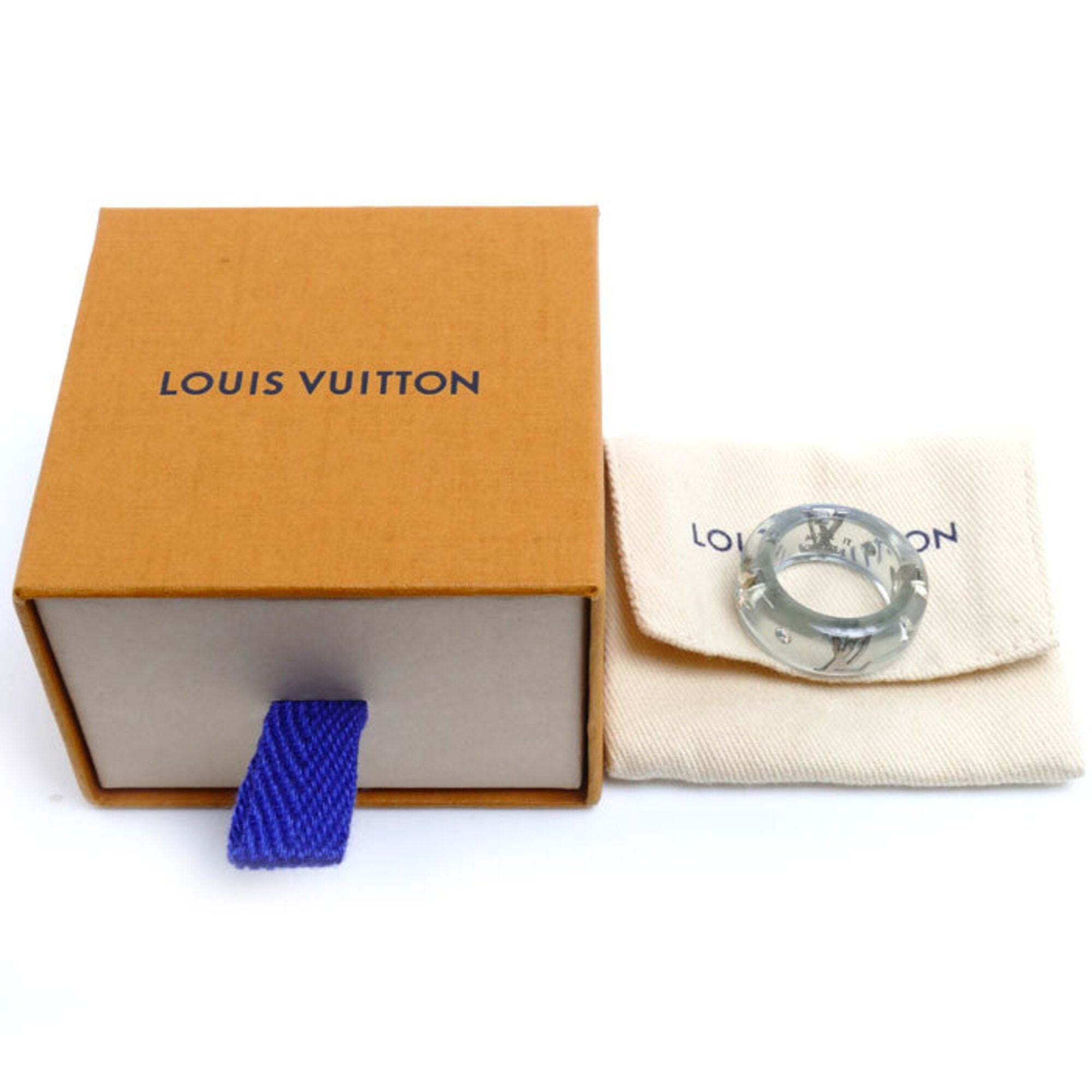 Louis Vuitton Silver Blue Gold Plating Resin Band Ring (Pre-Owned)