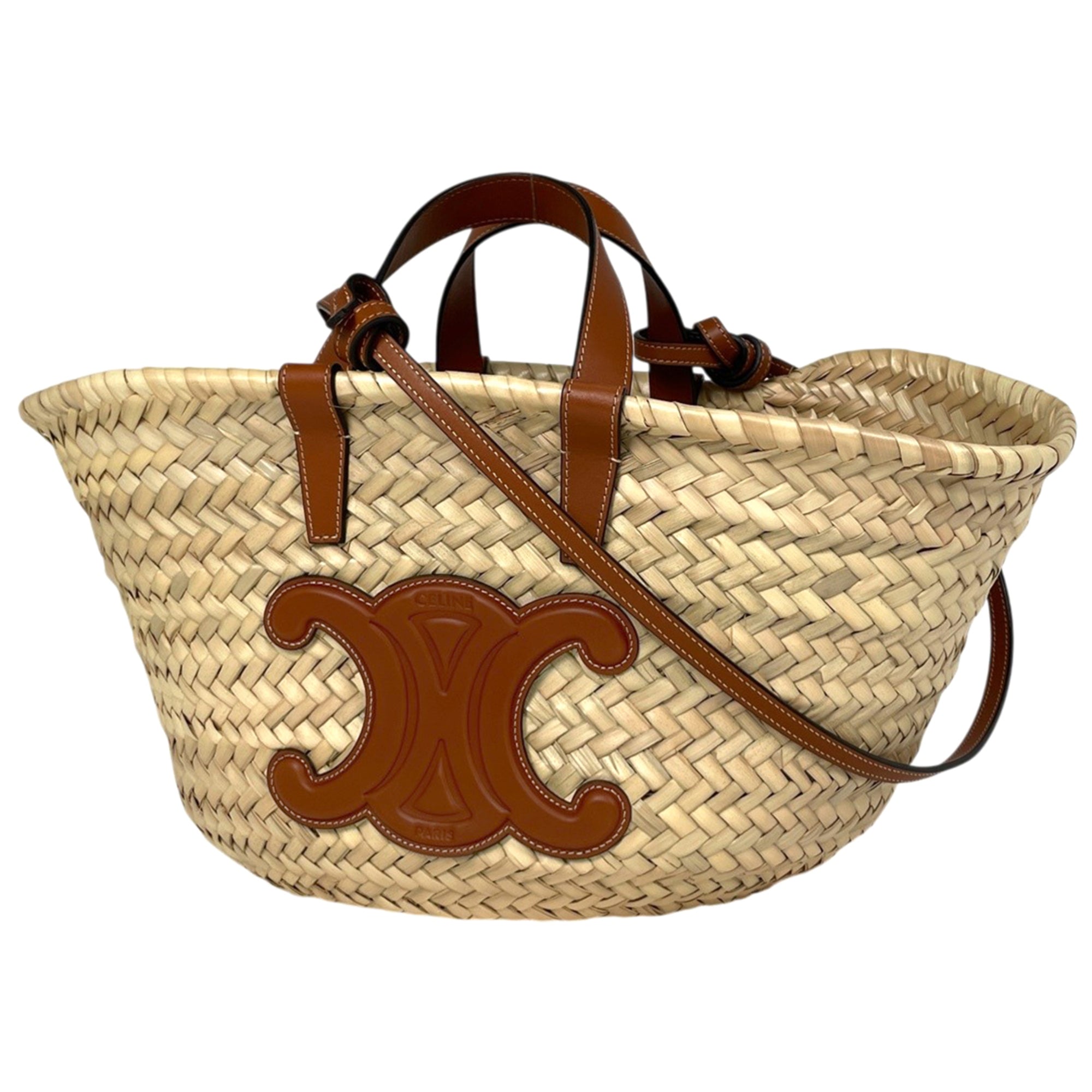 Celine Brown Raffia Leather Tote Bag (Pre-Owned)