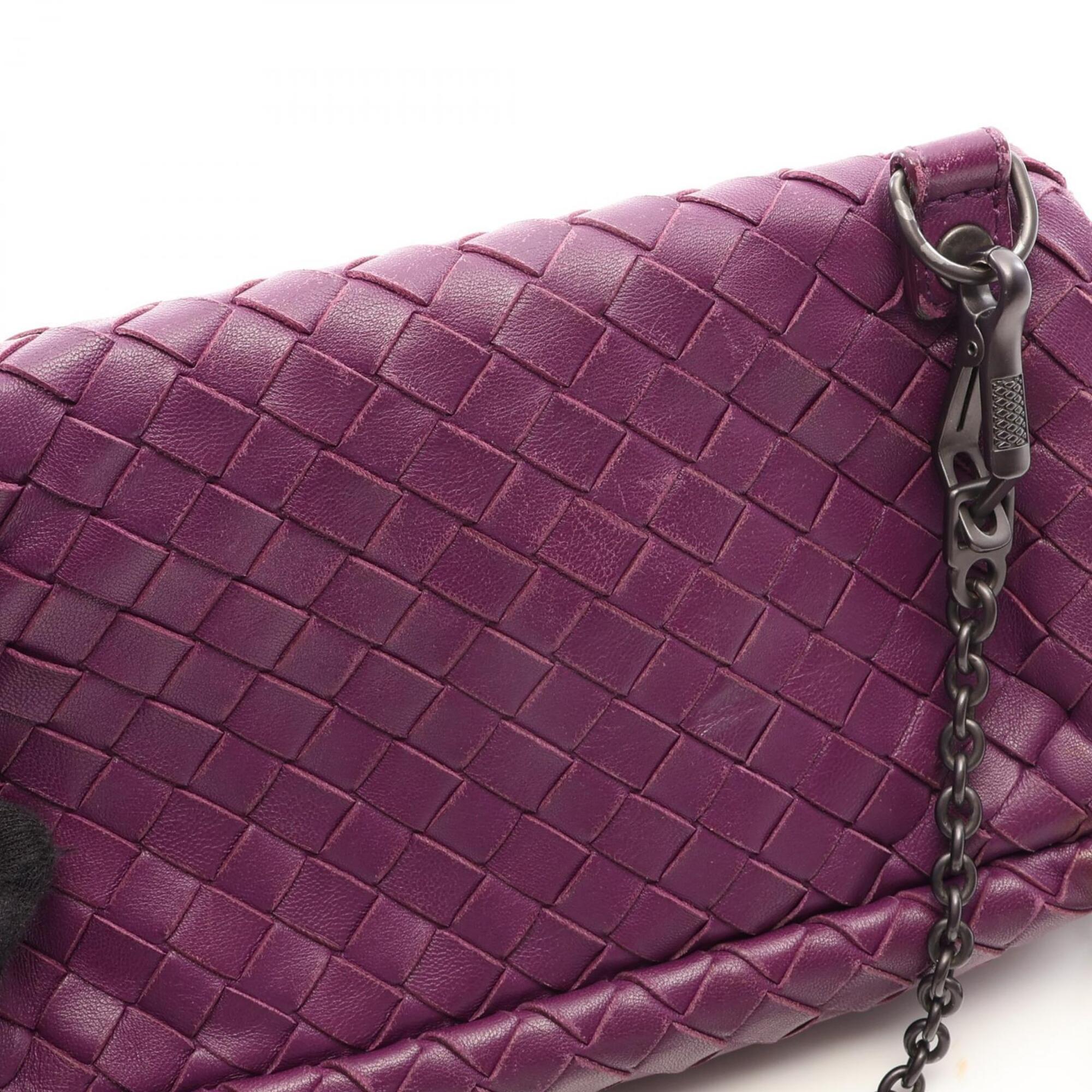 Bottega Veneta Intrecciato Purple Leather Handbag Shoulder Bag (Pre-Owned)