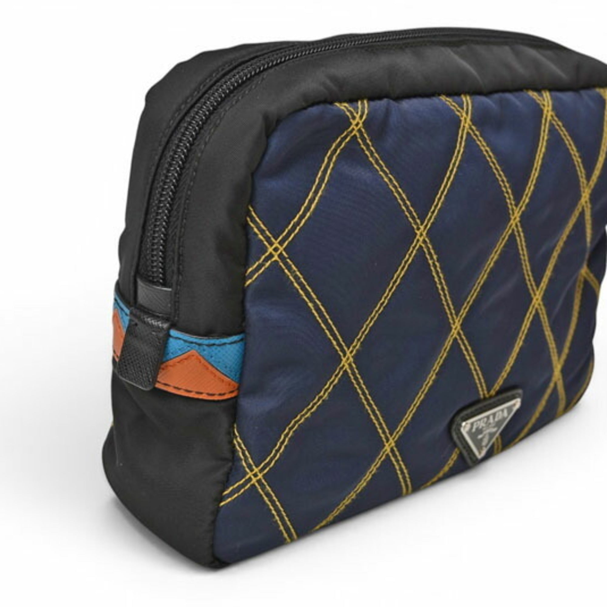 Prada Navy Black Nylon Clutch Bag (Pre-Owned)