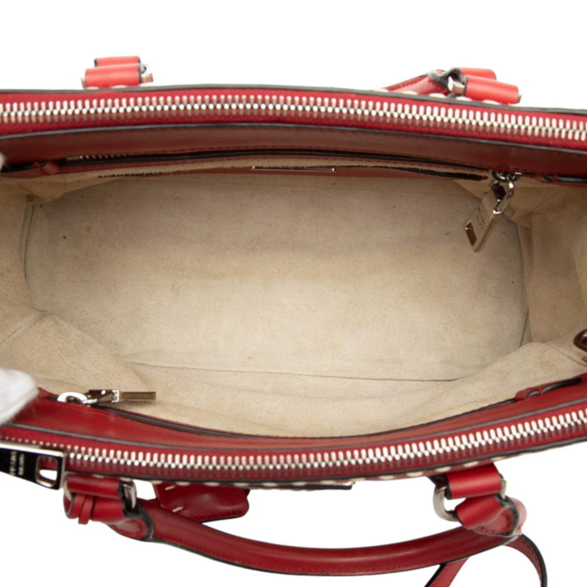 Prada Red Color Leather Handbag Shoulder Bag (Pre-Owned)
