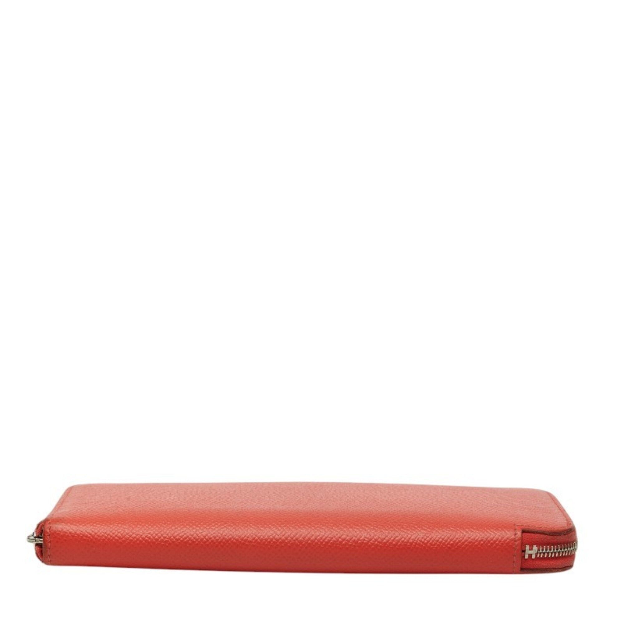 Hermes Silk'in Red Color Epsom Leather Long Wallet (Bi-Fold) (Pre-Owned)