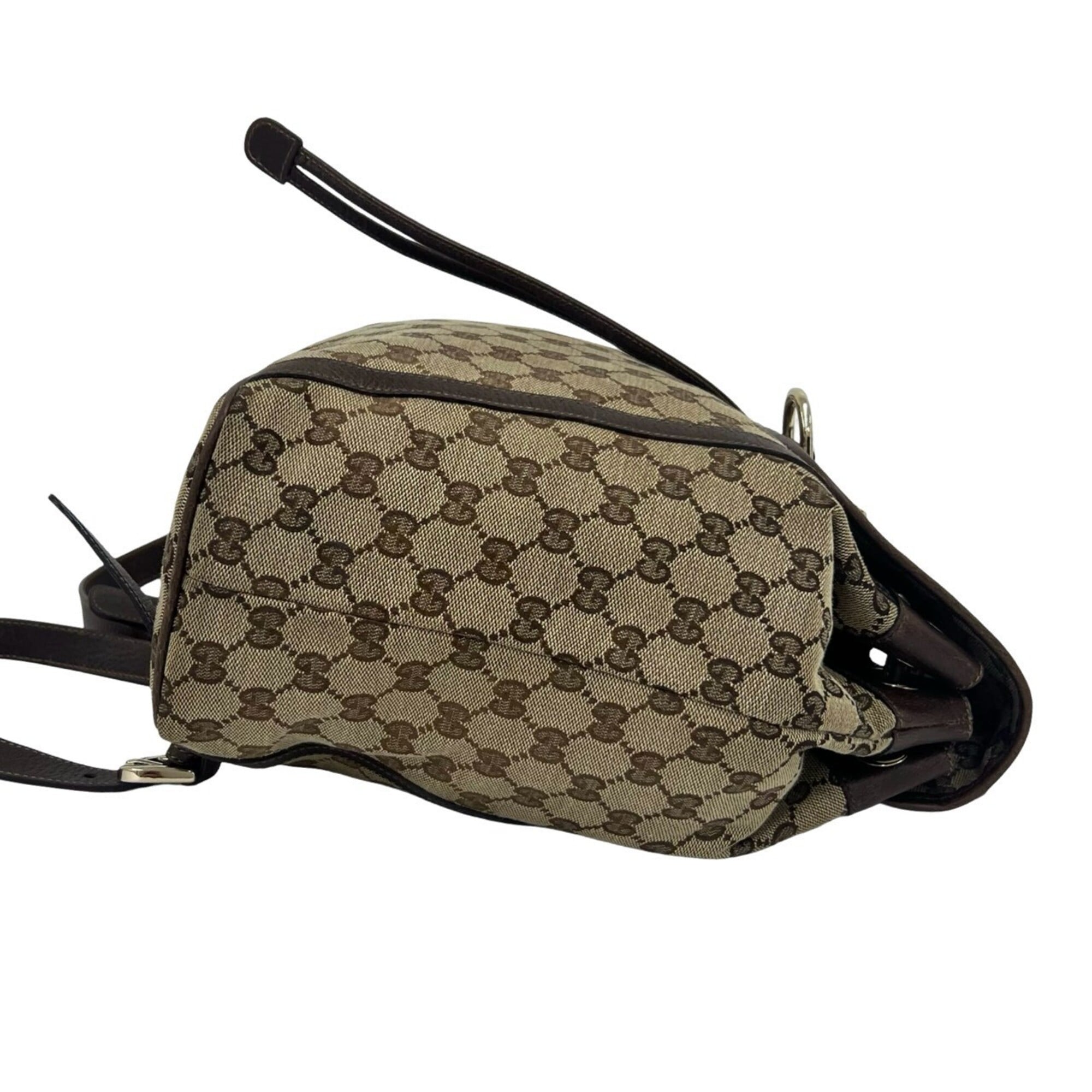 Gucci Brown Canvas Leather Backpack (Pre-Owned)