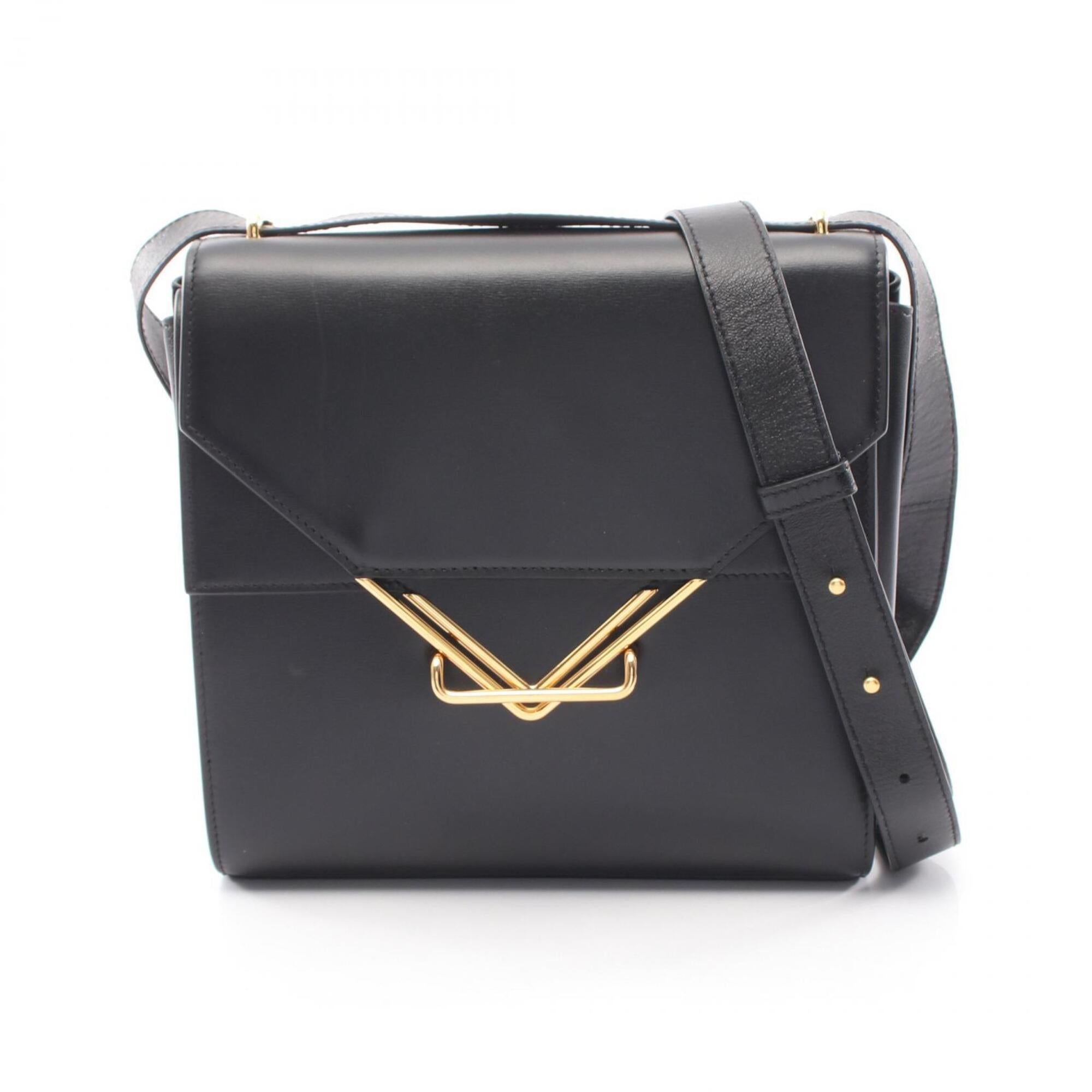 Bottega Veneta Black Leather Handbag Shoulder Bag (Pre-Owned)