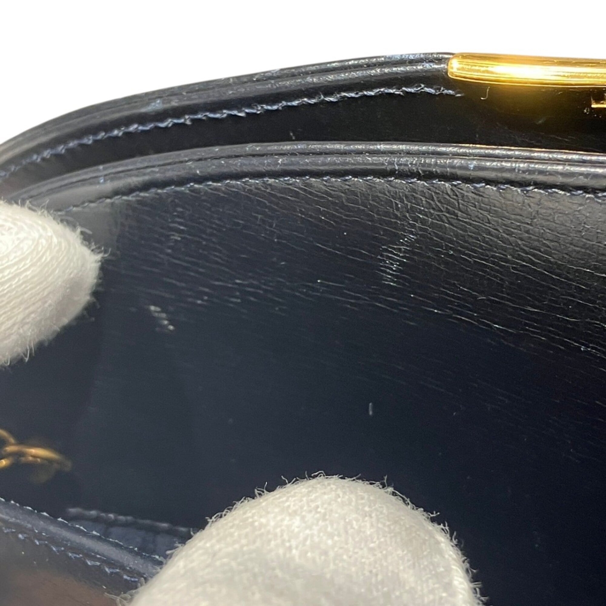 Cartier Gold Navy Sapphire Leather Shoulder Bag (Pre-Owned)