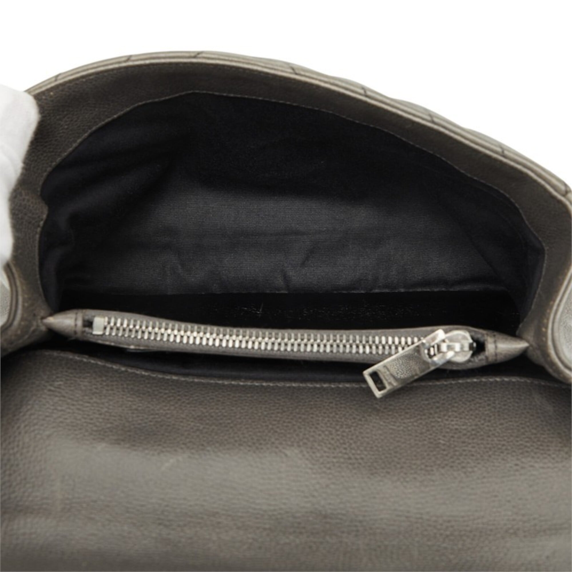 Saint Laurent Brown Gray Leather Handbag Shoulder Bag (Pre-Owned)