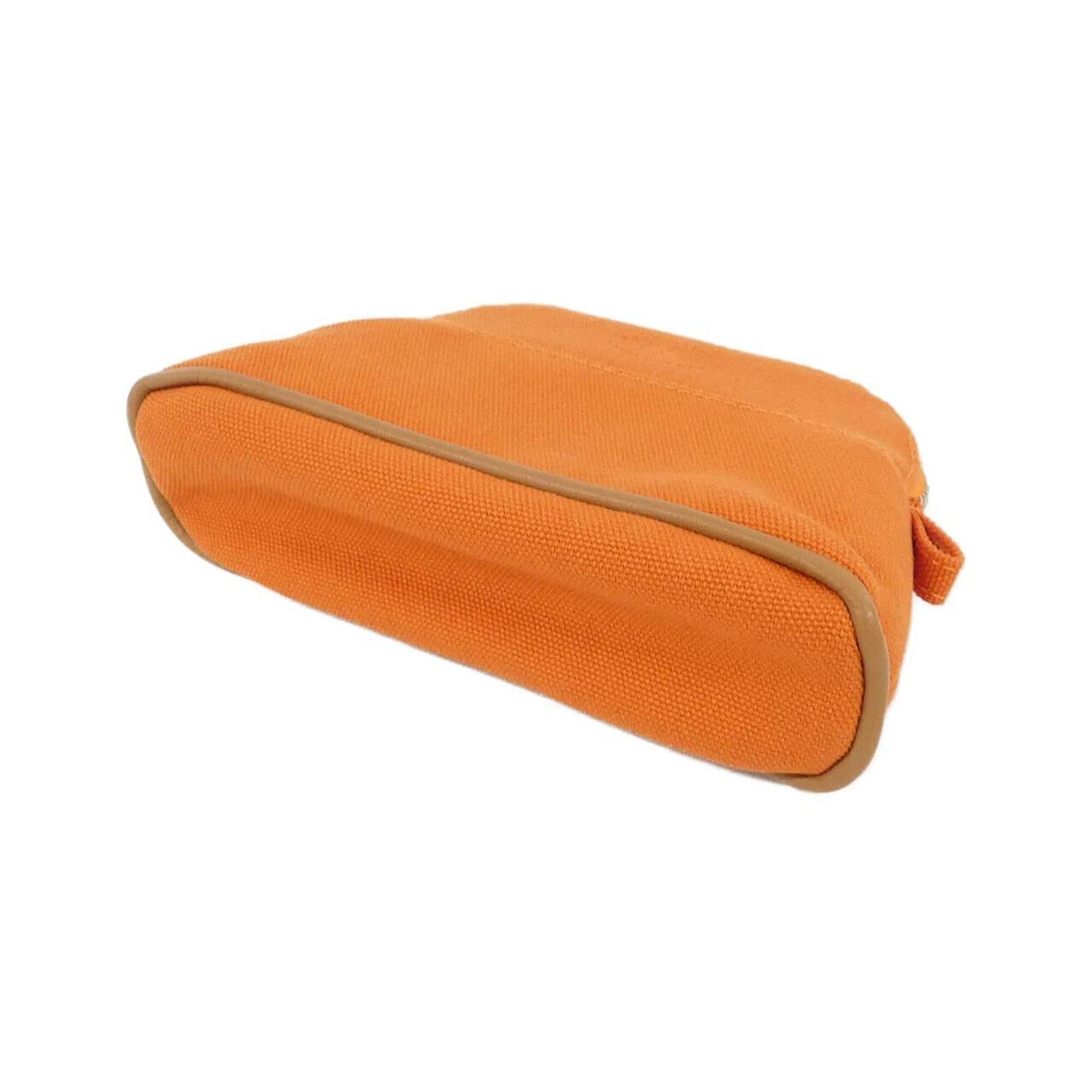 Hermes Feu Orange Canvas Handbag Pouch (Pre-Owned)