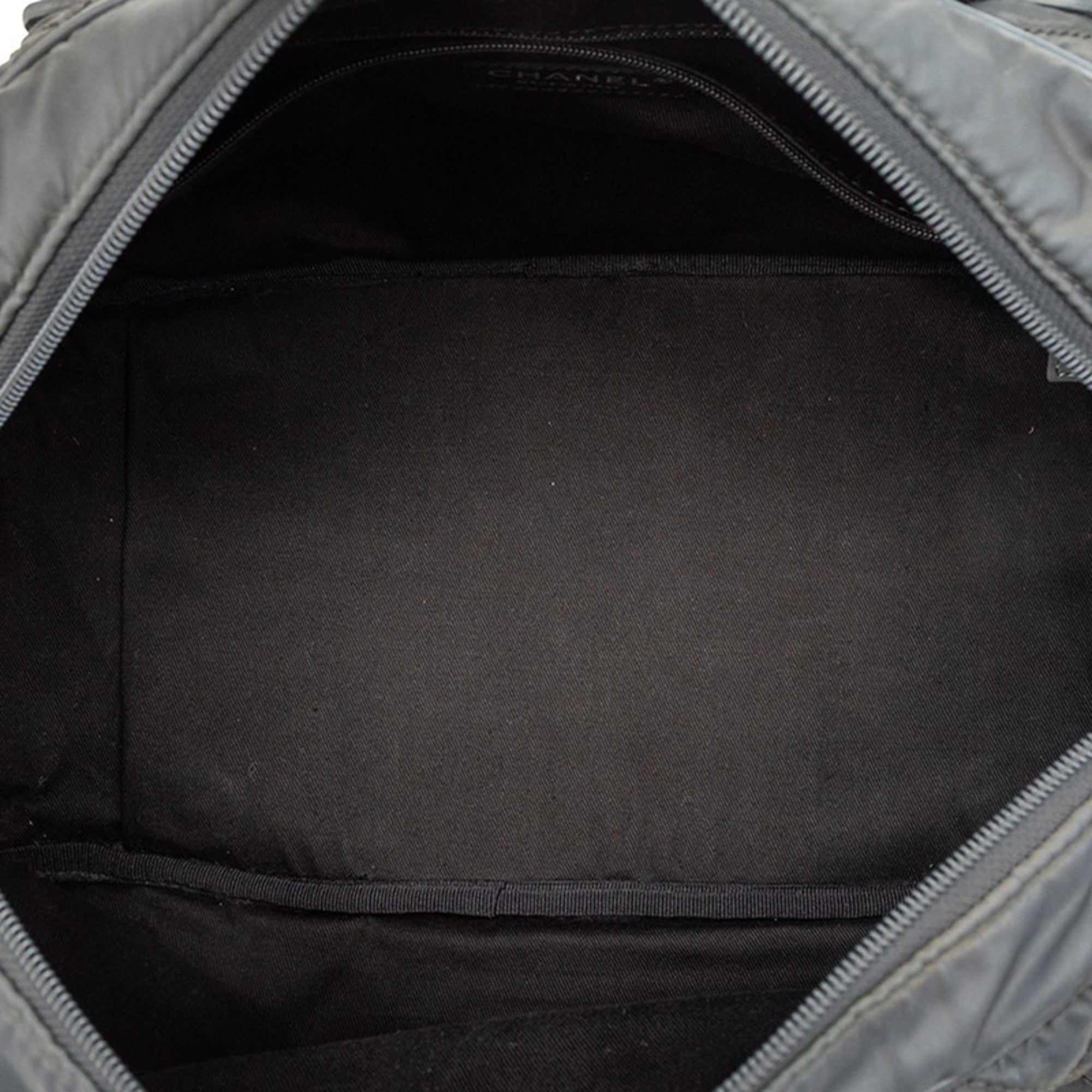 Chanel Gray Nylon Boston Bag Handbag (Pre-Owned)