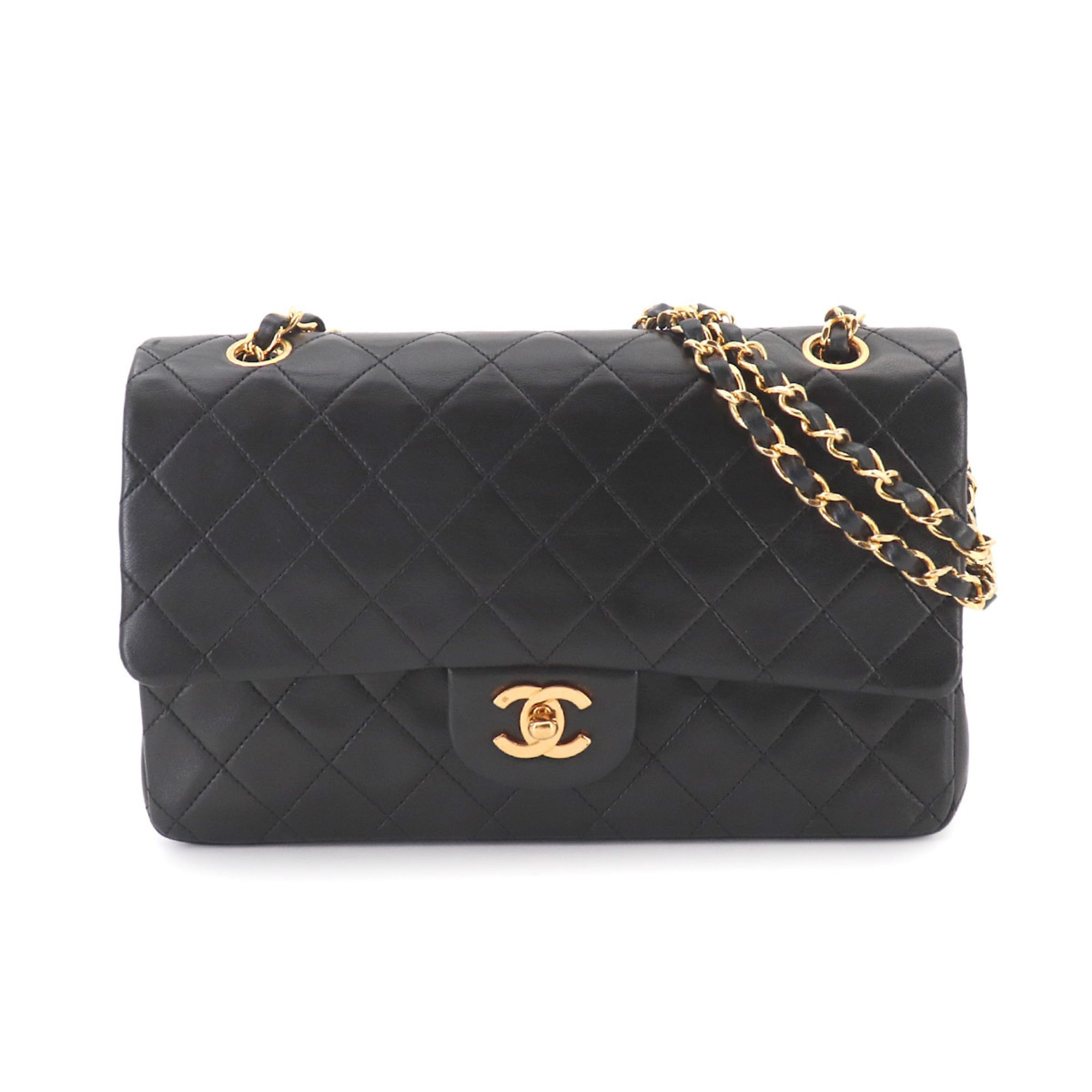 Chanel Matelasse Black Leather Handbag Shoulder Bag (Pre-Owned)