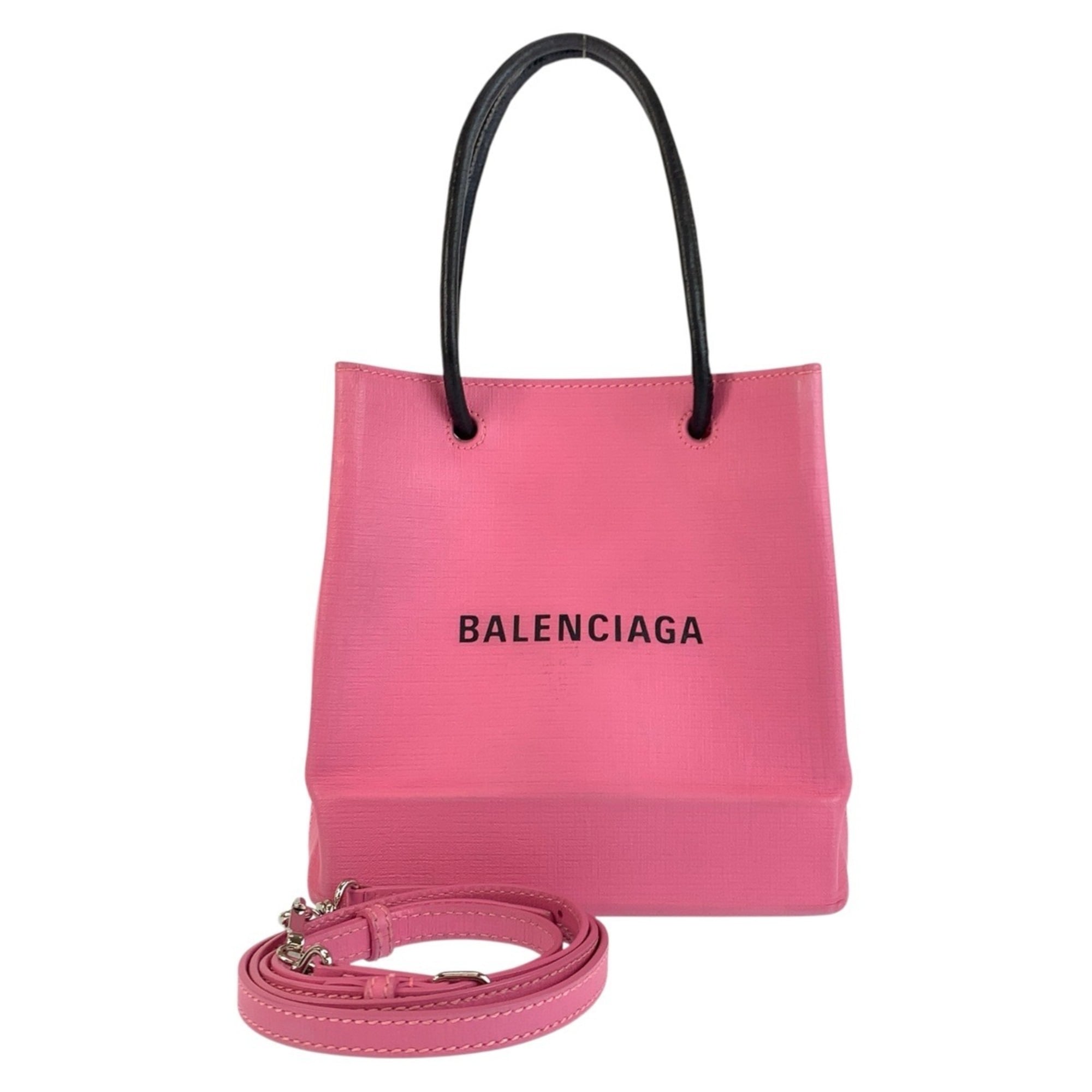 Balenciaga Black Pink Leather Shoulder Bag Tote Bag (Pre-Owned)