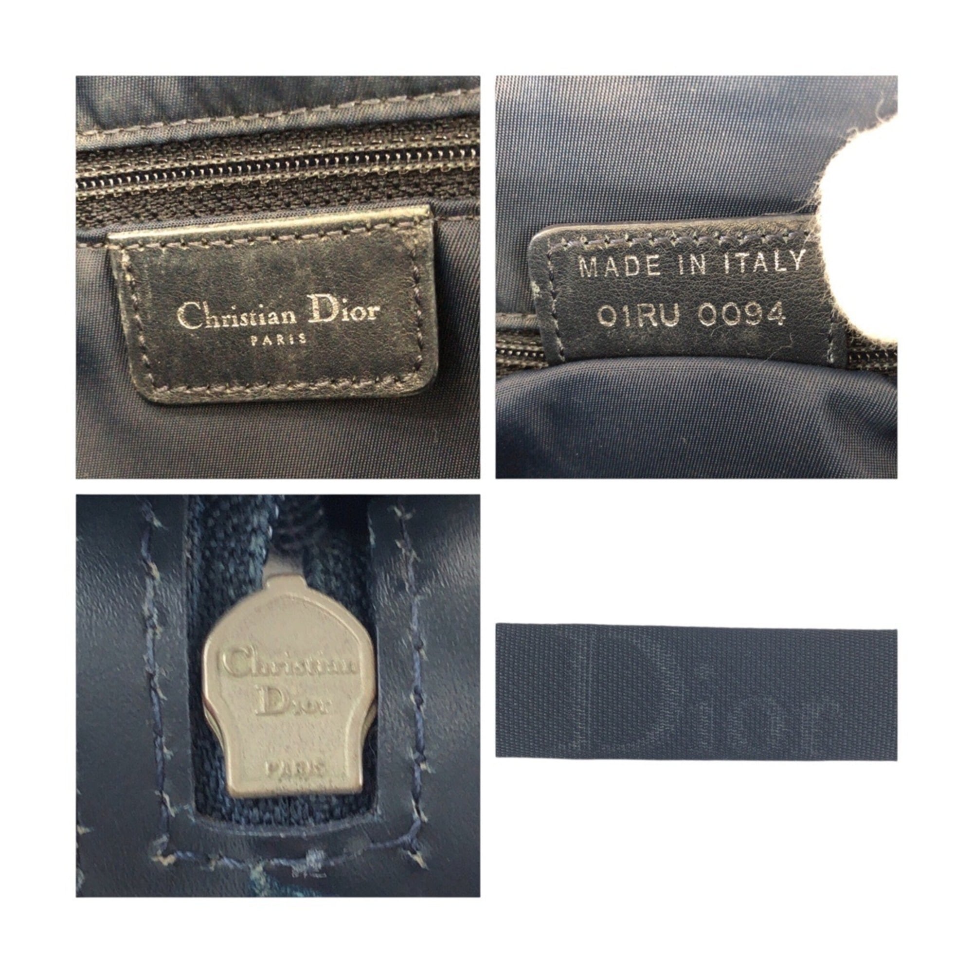 Christian Dior Gray Navy Canvas Leather Messenger Bag Shoulder Bag (Pre-Owned)