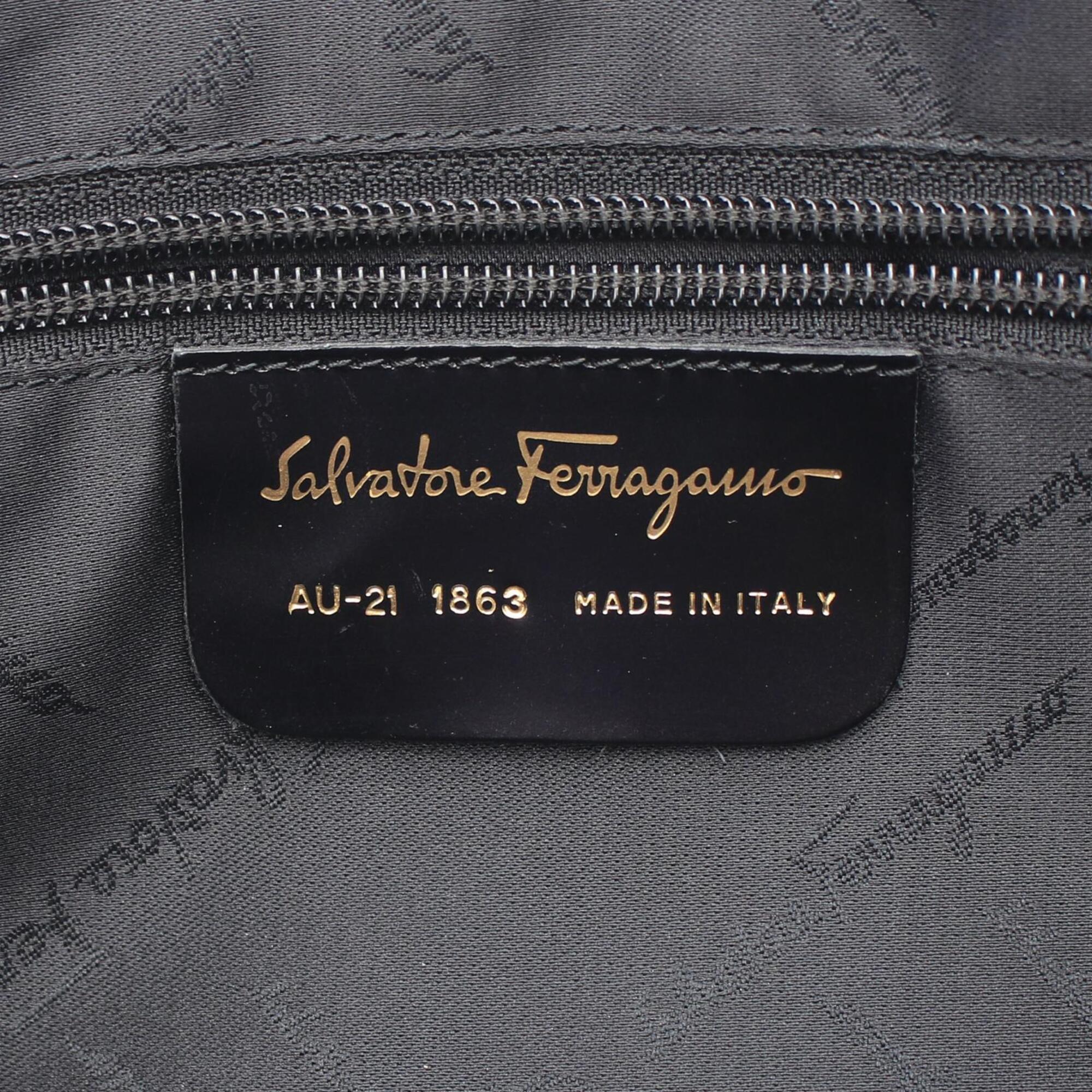 Salvatore Ferragamo Brown Leather Fabric Handbag (Pre-Owned)