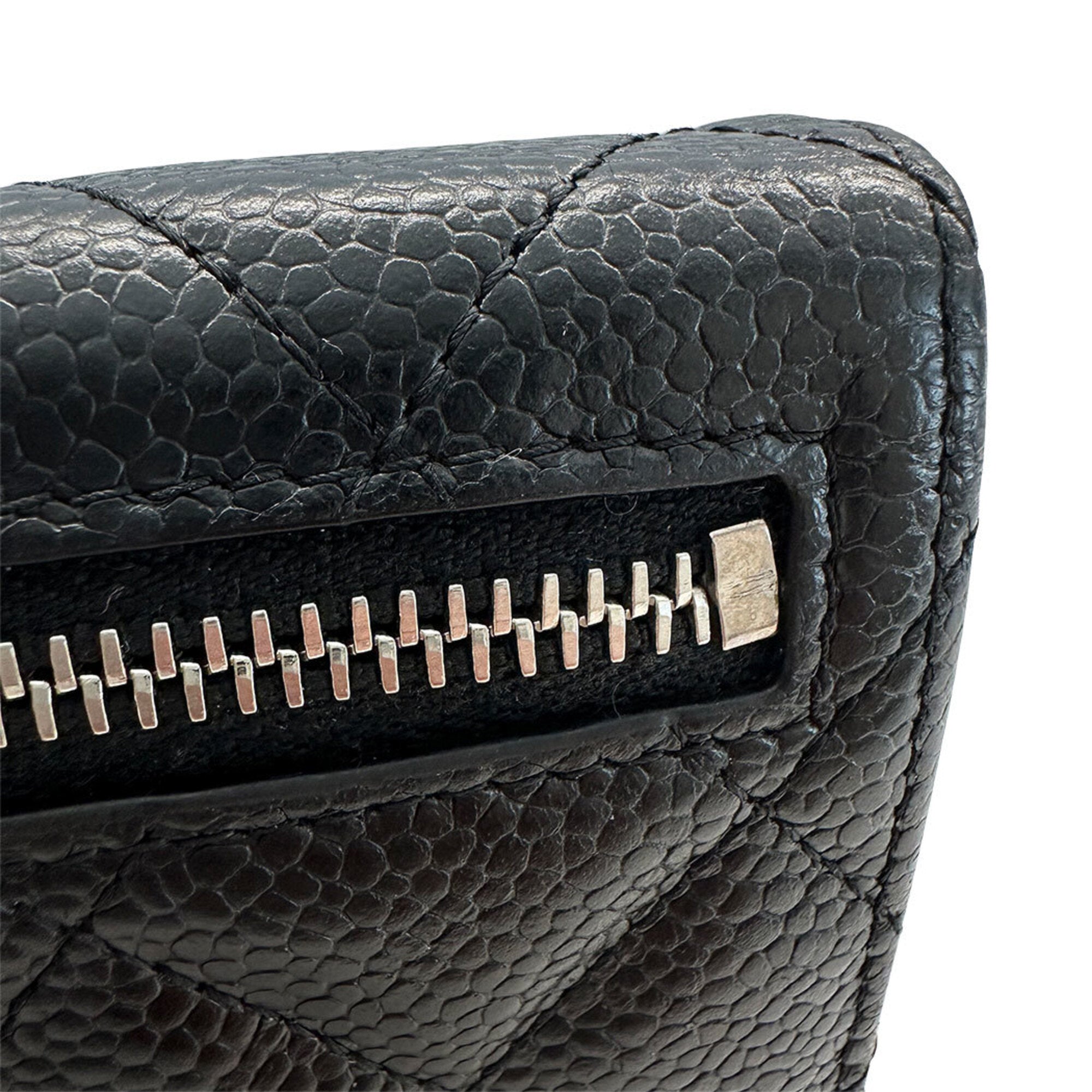 Chanel Black Grained Calfskin Wallet (Bi-Fold) (Pre-Owned)