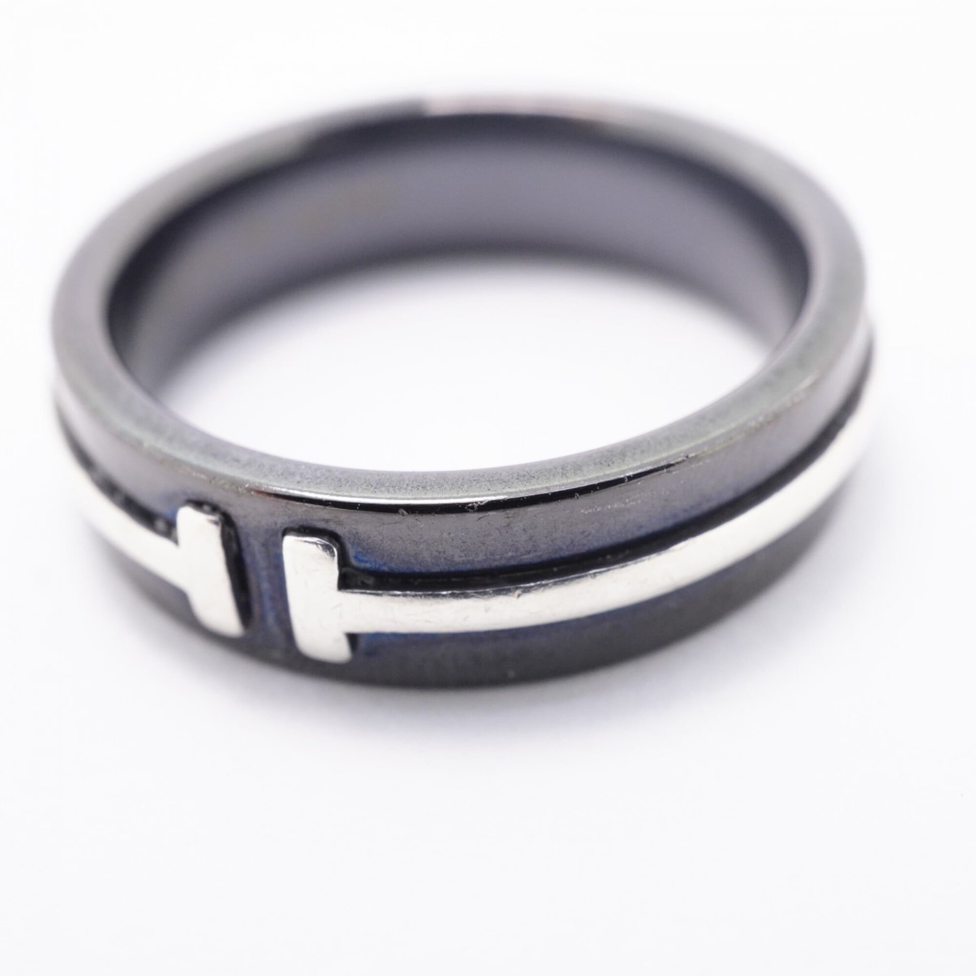 Tiffany Black Silver 925 Titanium Band Ring (Pre-Owned)