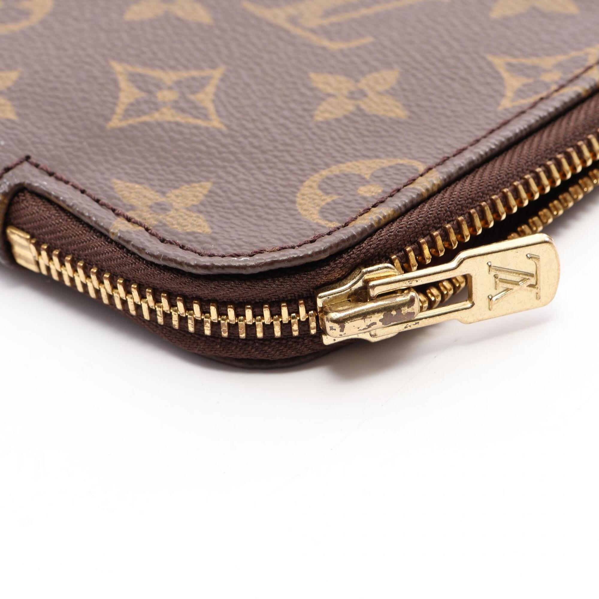 Louis Vuitton Brown Coated Canvas Clutch Bag Handbag (Pre-Owned)
