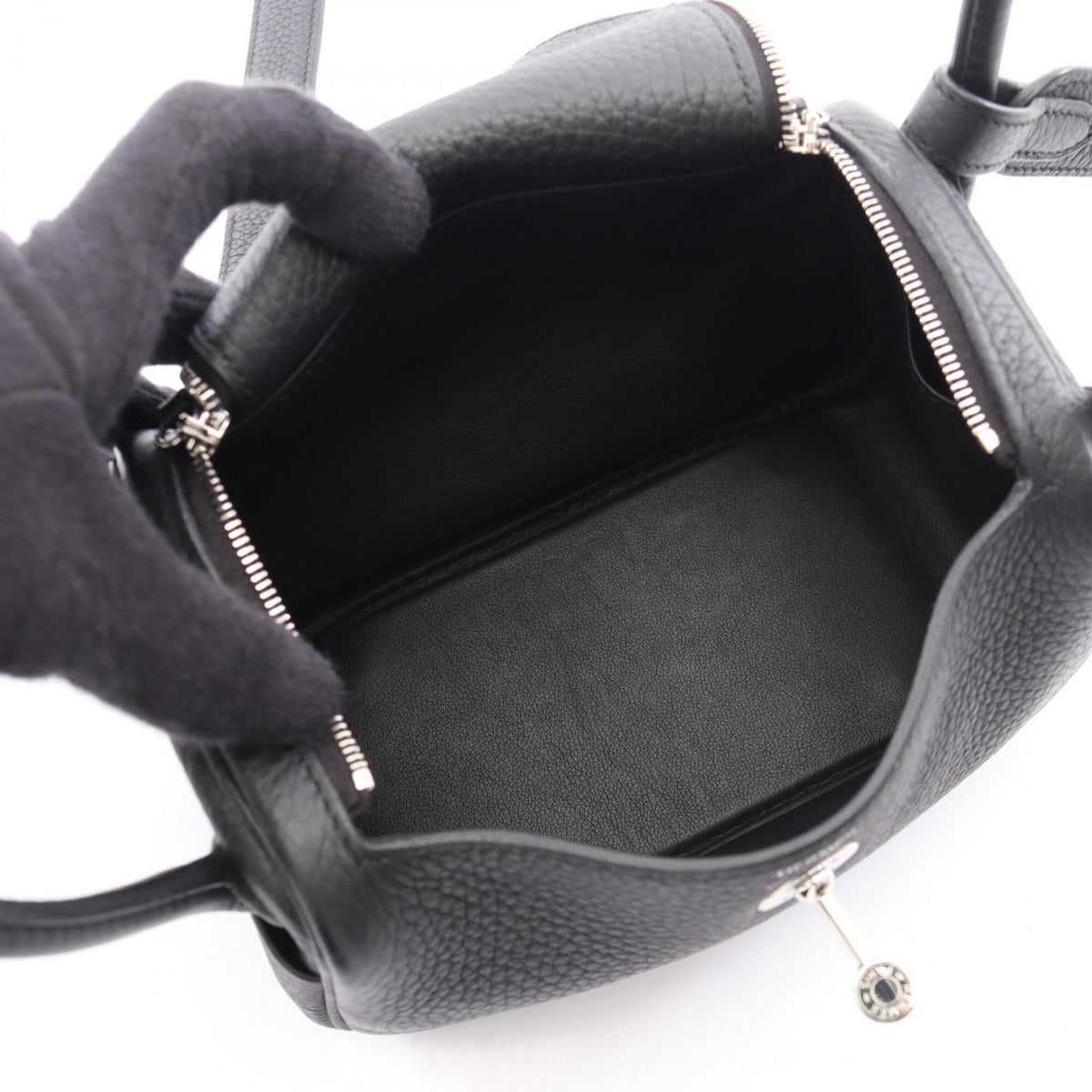 Hermes Lindy Black Taurillon Clemence Leather Handbag Shoulder Bag (Pre-Owned)