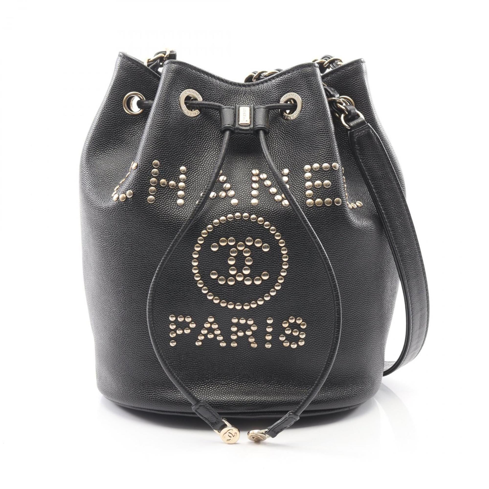 Chanel Black Leather Handbag Shoulder Bag (Pre-Owned)