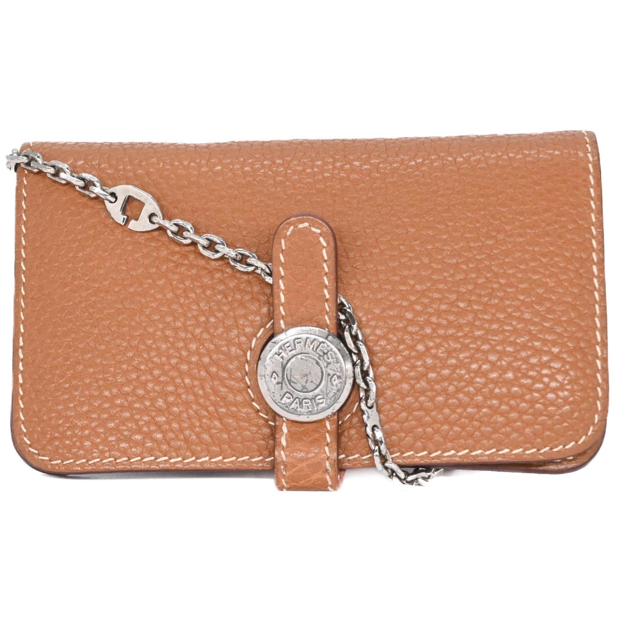 Hermes Gold Brown Togo Leather Coin Purse/Coin Case (Pre-Owned)