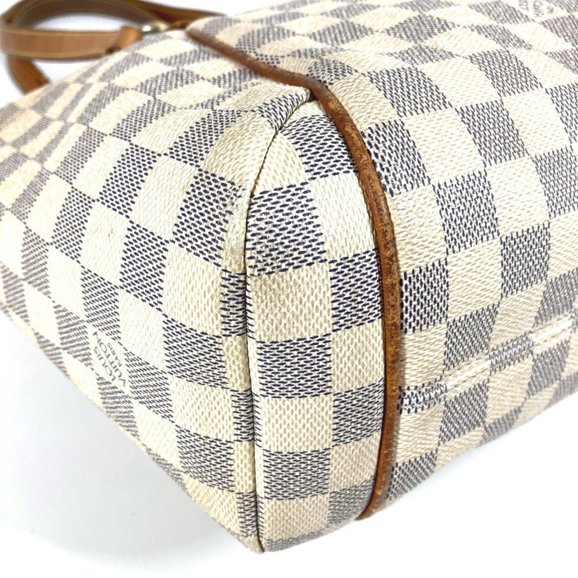 Louis Vuitton Galle White Yellow Damier Azur Shoulder Bag Tote Bag (Pre-Owned)