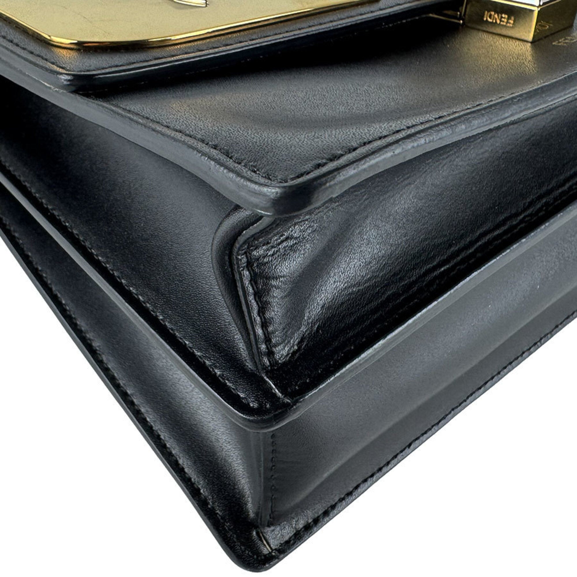 Fendi Black Leather Handbag Shoulder Bag (Pre-Owned)