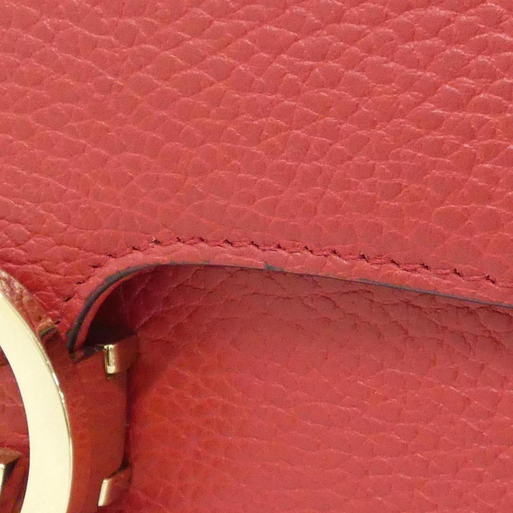 Gucci Red Color Leather Shoulder Bag (Pre-Owned)