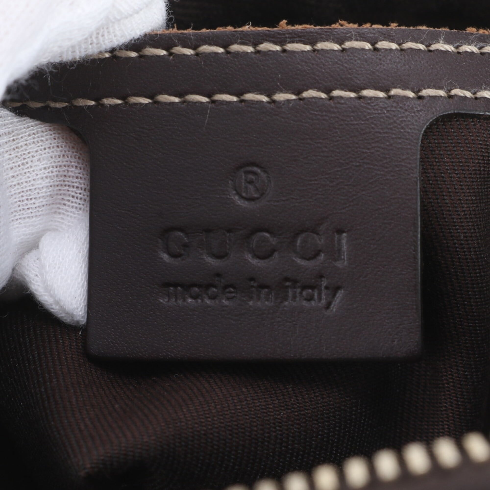 Gucci Brown Leather Coated Canvas Pouch Shoulder Bag Sling Bag (Pre-Owned)