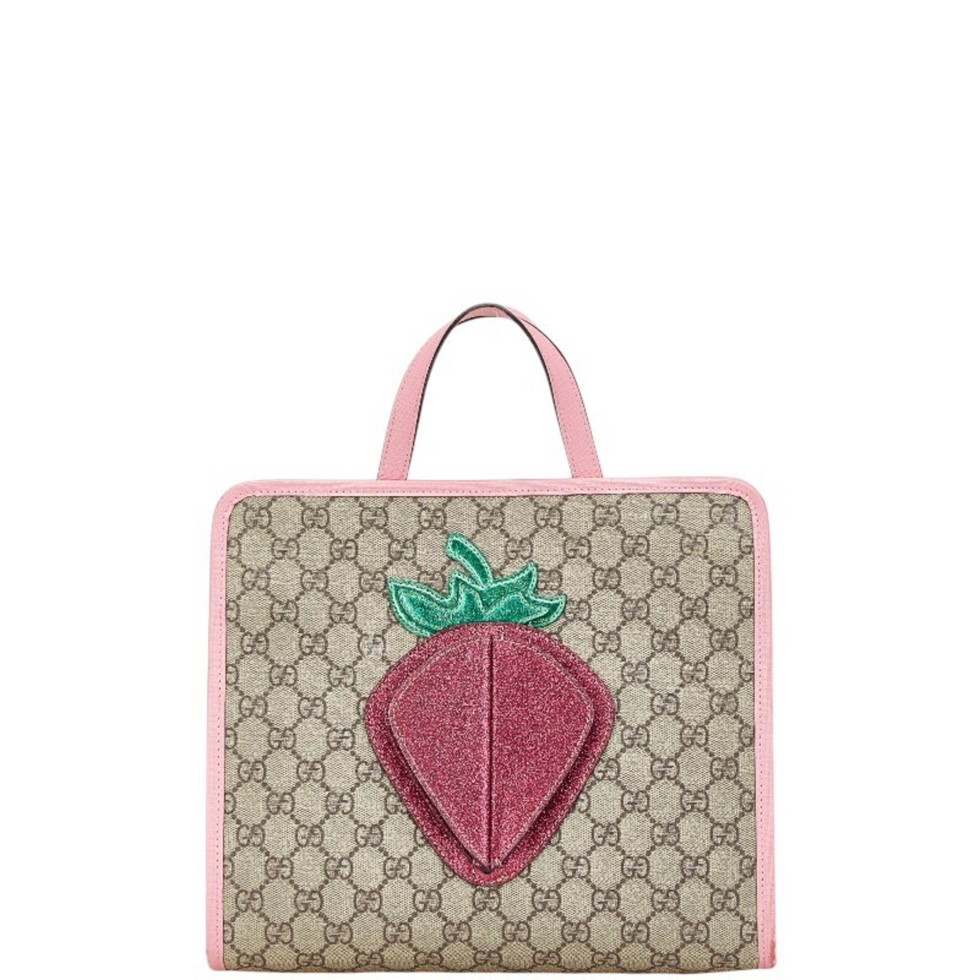 Gucci Beige Multi-Color Pink Pvc Leather Handbag Tote Bag (Pre-Owned)