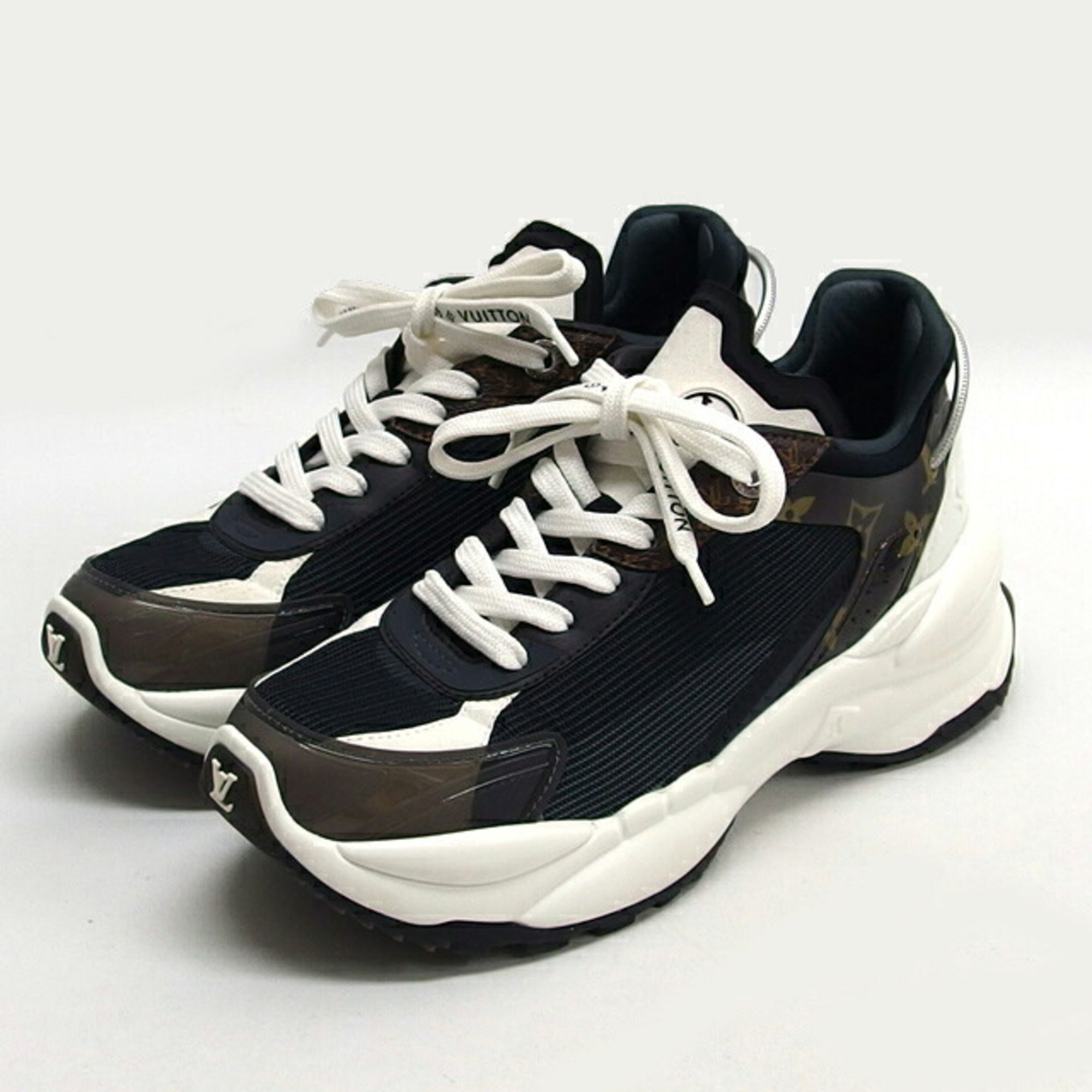 Louis Vuitton Black Dark Brown White Sneakers (Pre-Owned)