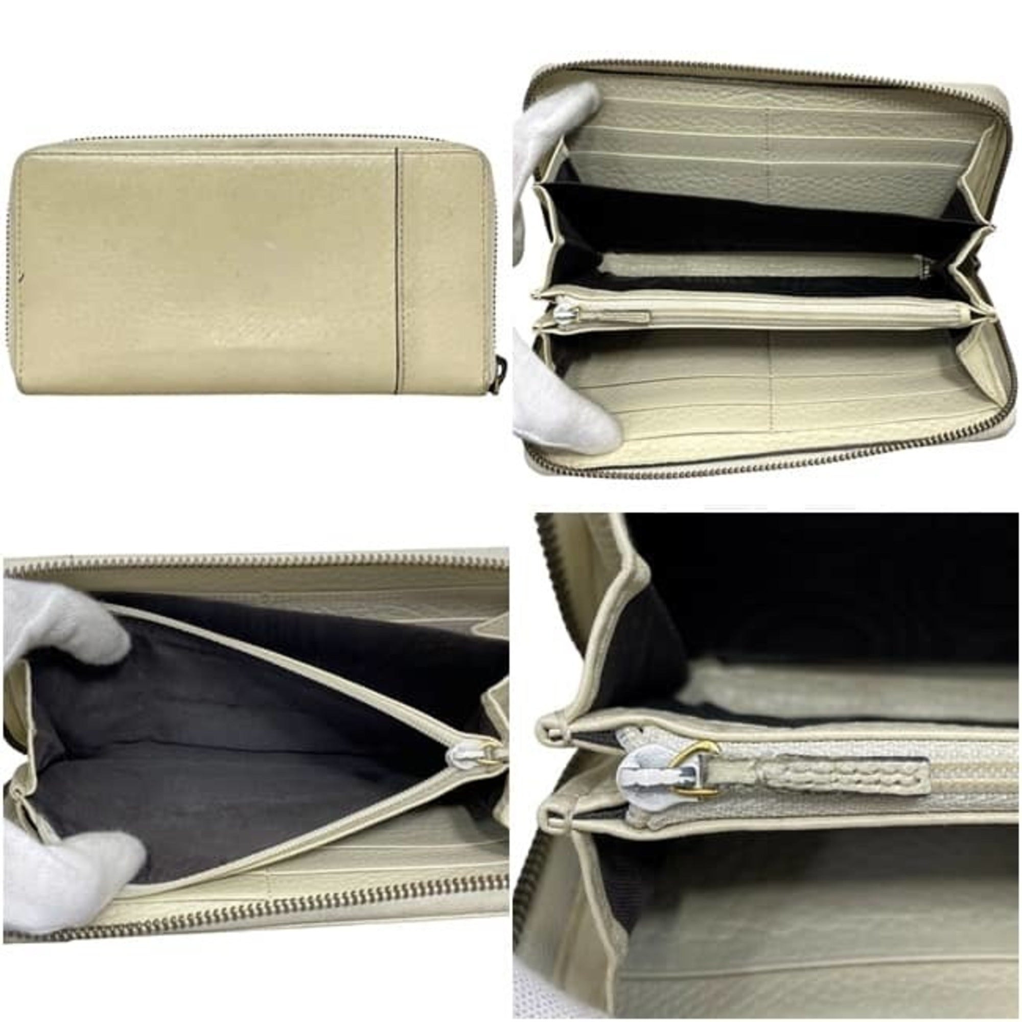 Gucci Beige Leather Long Wallet (Bi-Fold) (Pre-Owned)