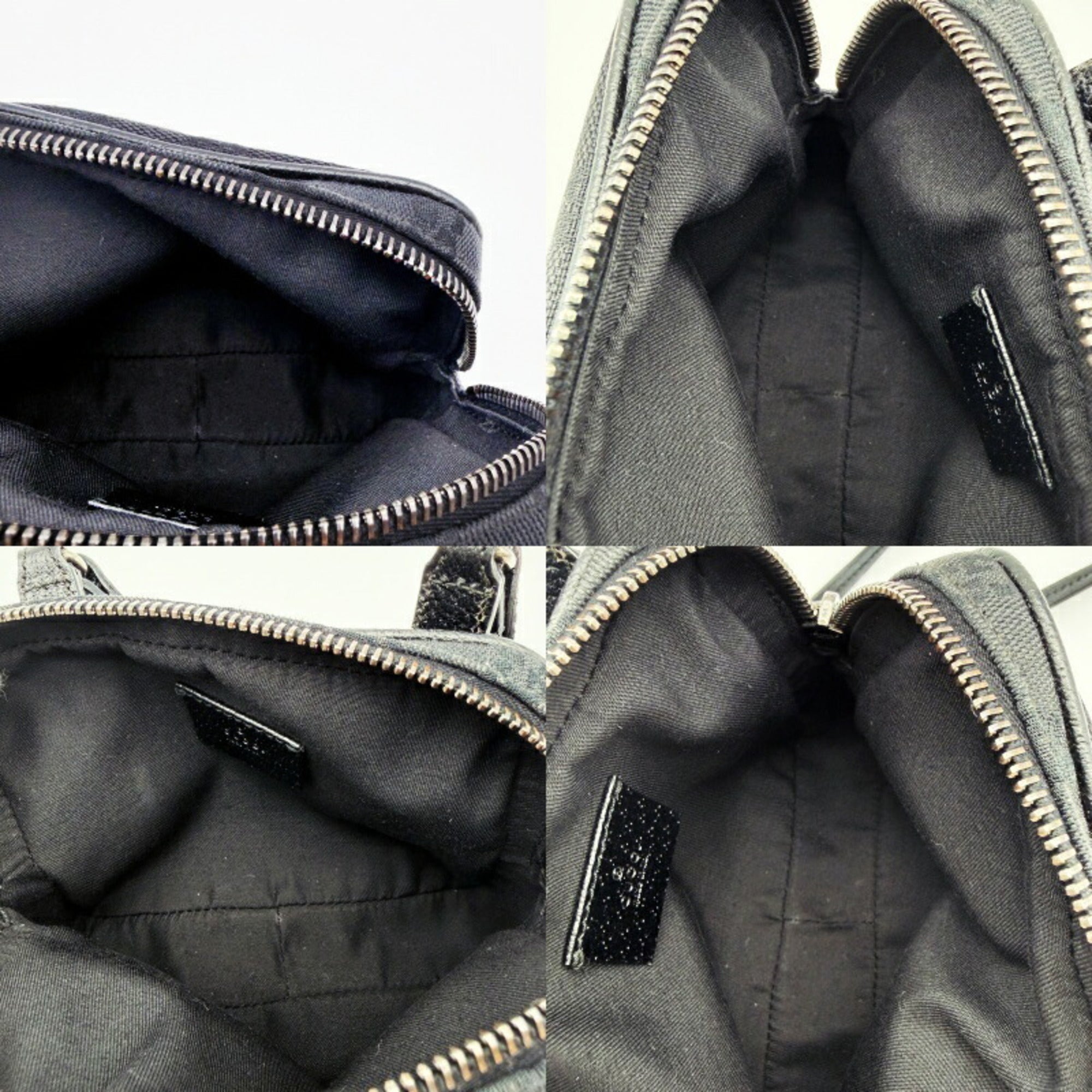 Gucci Gg Canvas Black Gg Canvas Leather Shoulder Bag (Pre-Owned)
