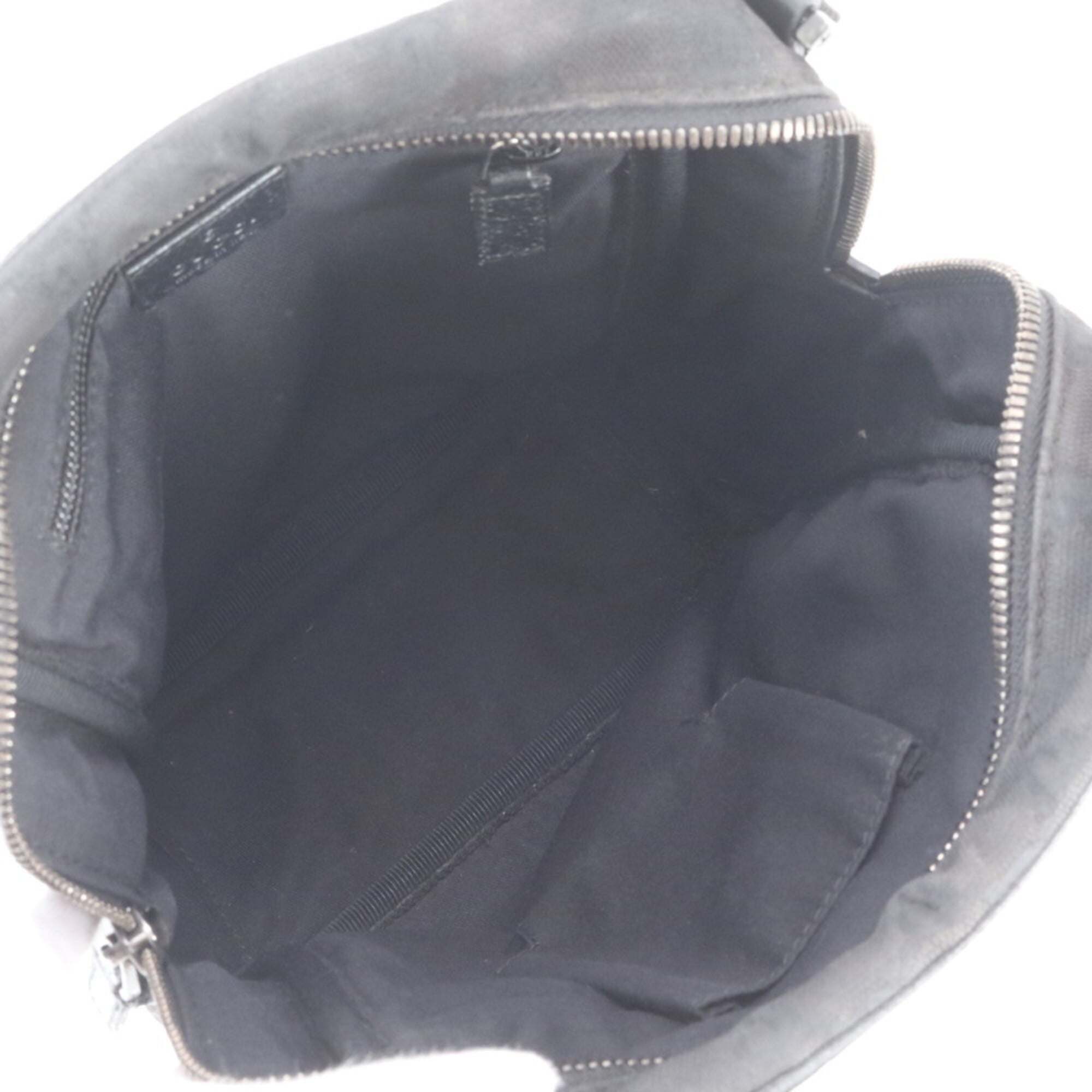 Gucci Gg Canvas Black Leather Canvas Shoulder Bag (Pre-Owned)