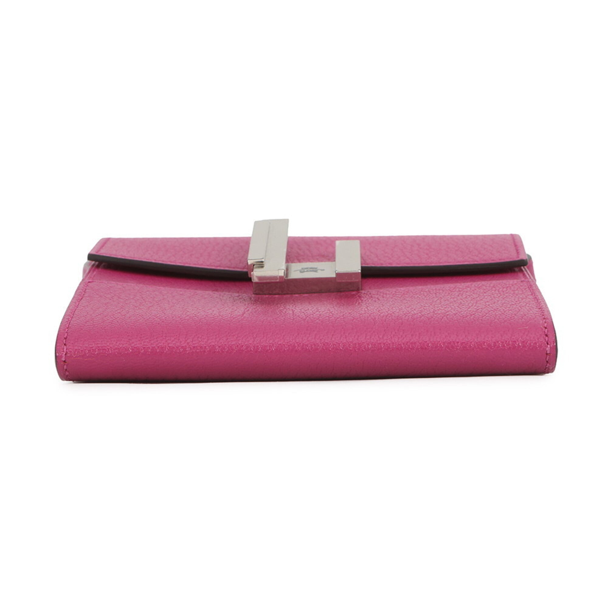 Hermes Rose Purple Chevre Myzore Leather Chain/Shoulder Wallet (Pre-Owned)