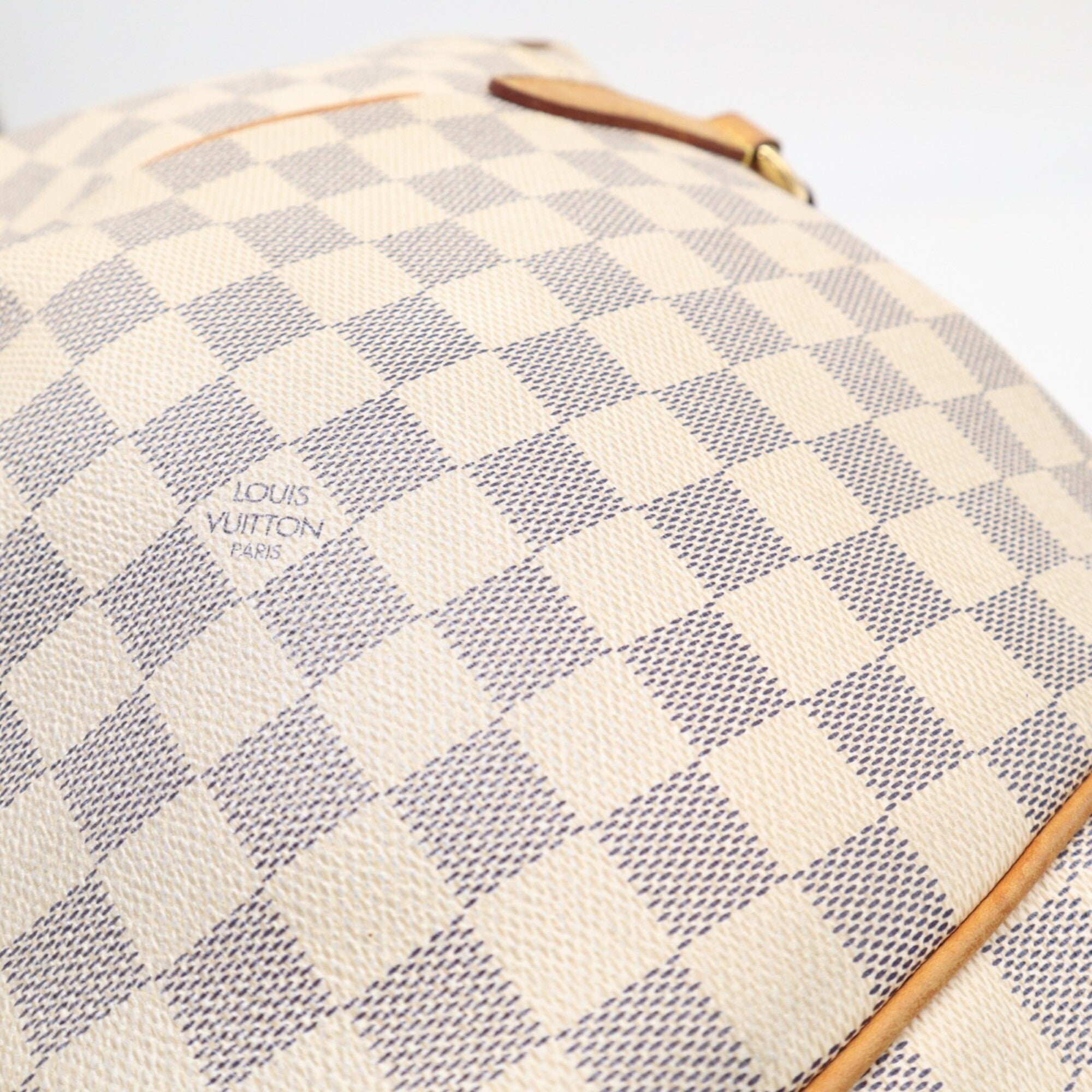 Louis Vuitton Azur Beige Brown Leather Coated Canvas Handbag (Pre-Owned)