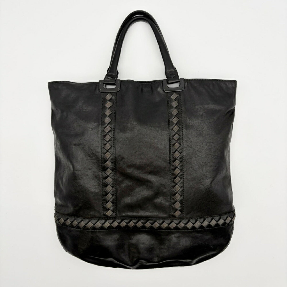 Bottega Veneta Black Leather Metal Mesh Tote Bag (Pre-Owned)
