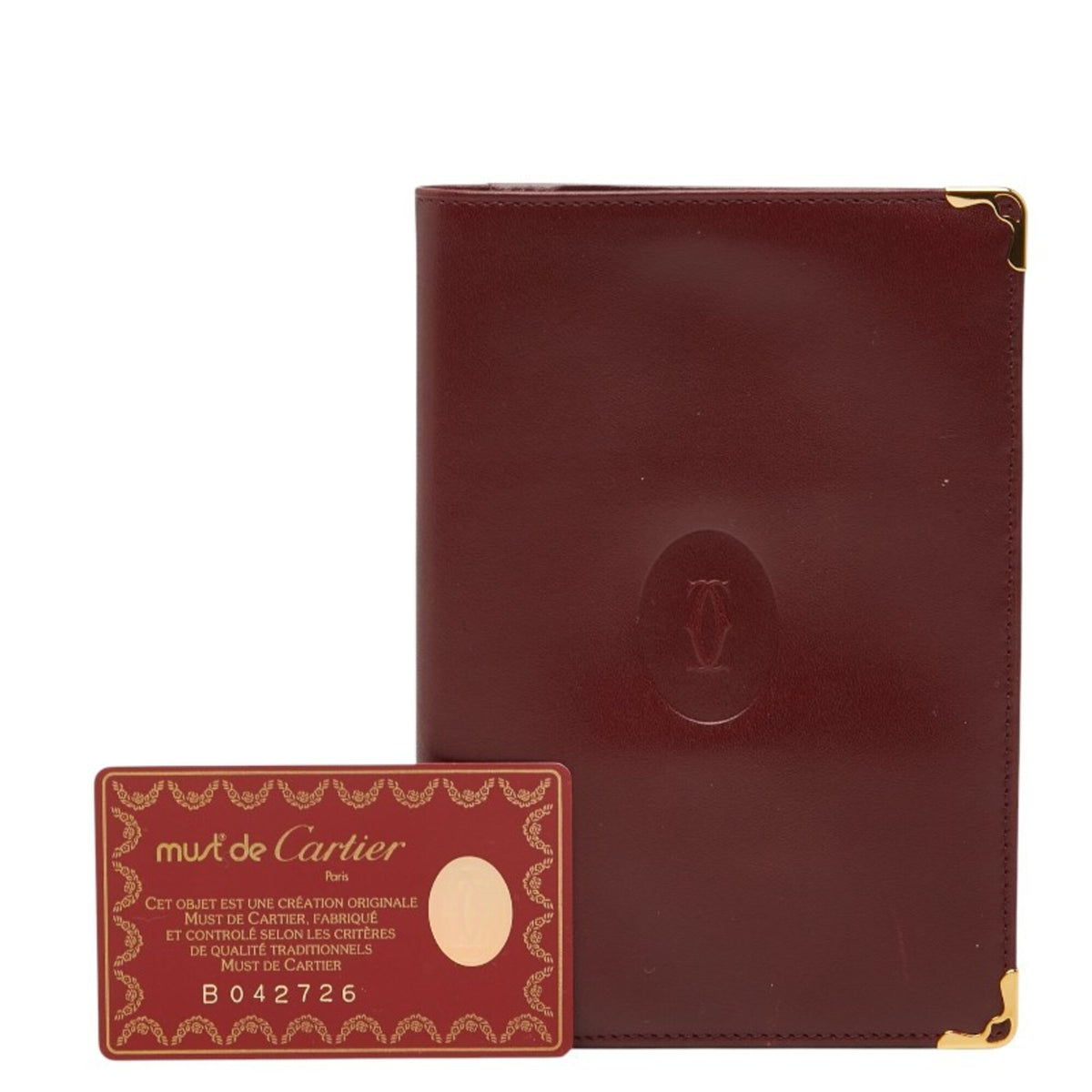 Cartier Bordeaux Wine Red Leather Wallet (Bi-Fold) (Pre-Owned)