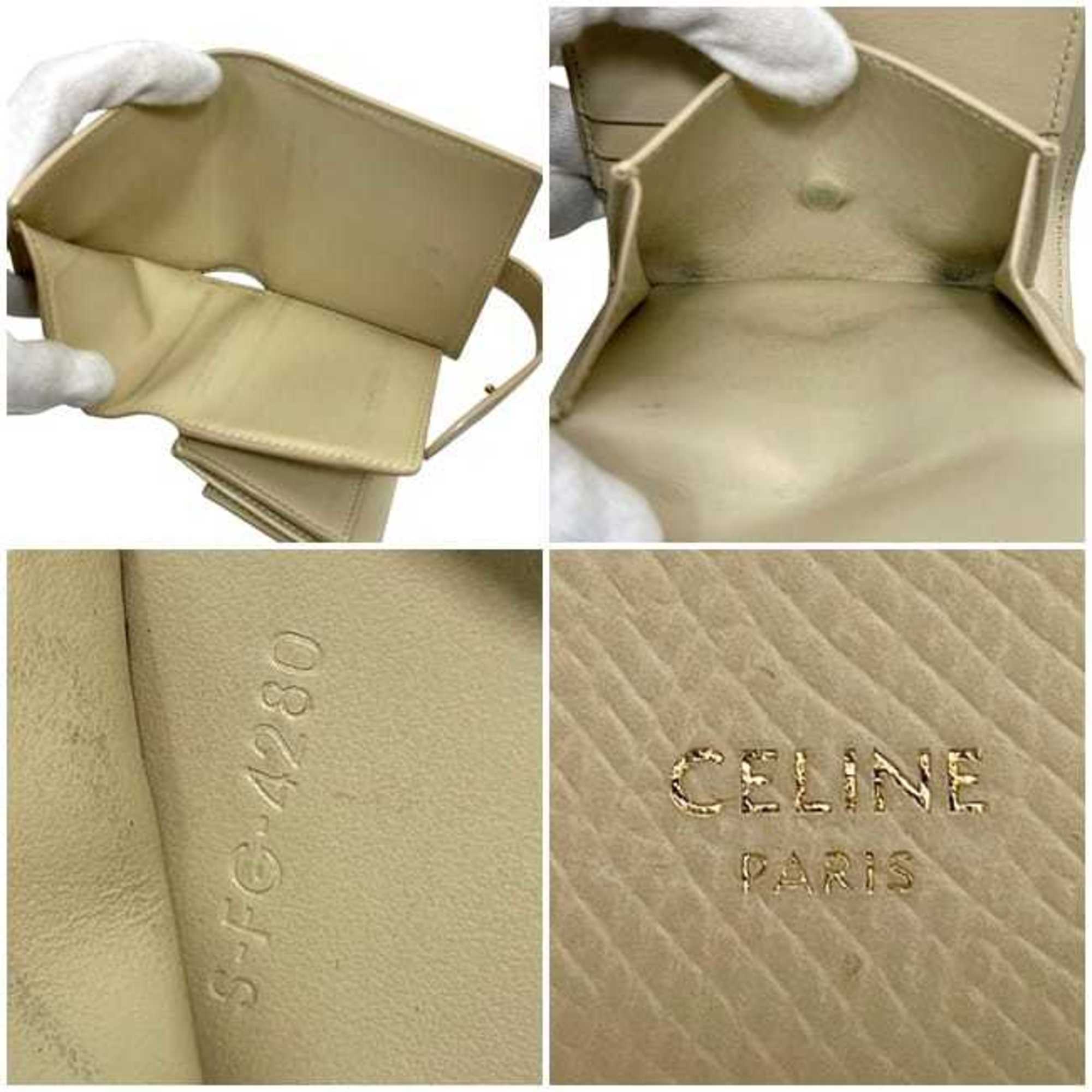 Celine Beige Cream Leather Wallet (Bi-Fold) (Pre-Owned)