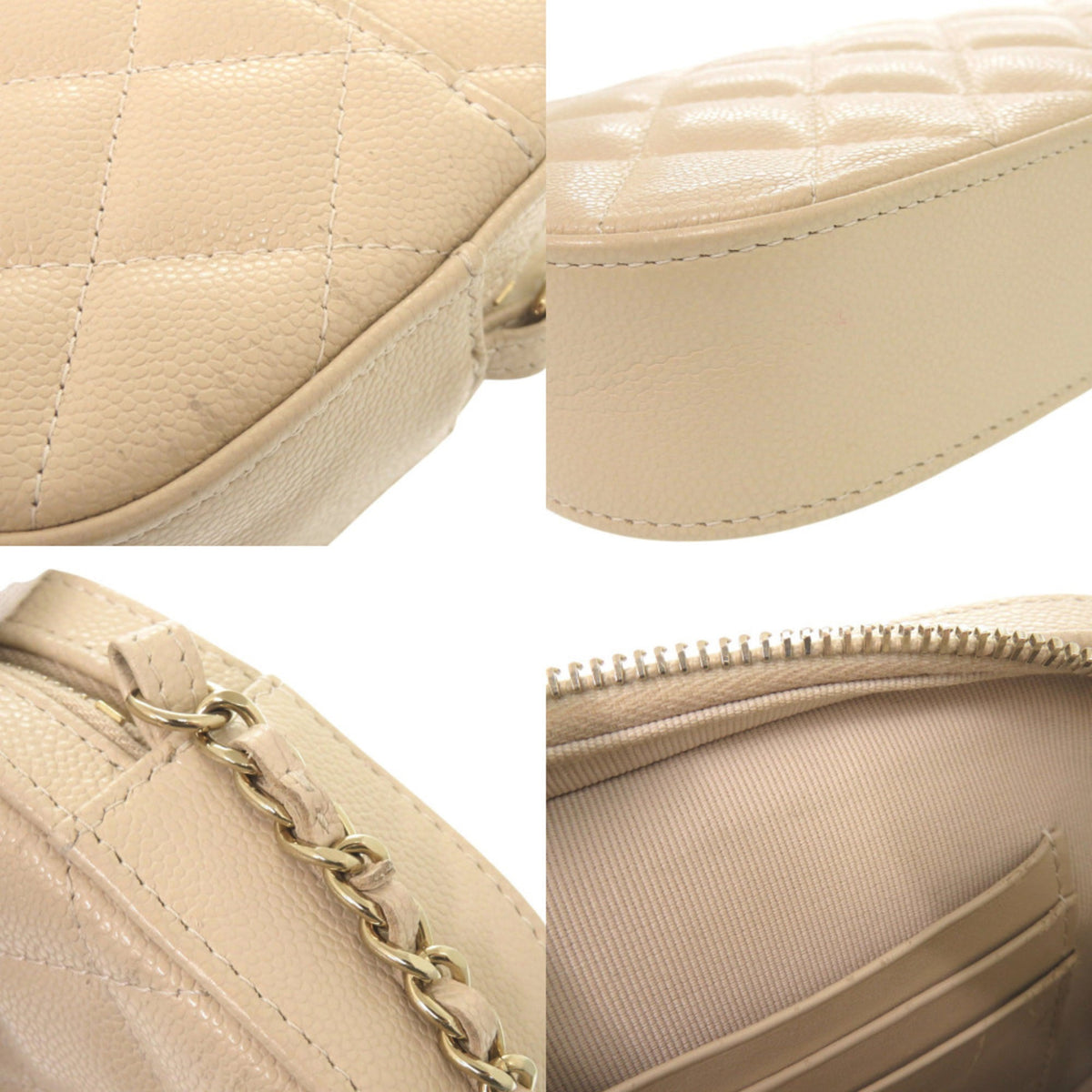 Chanel Beige Grained Calfskin Shoulder Bag (Pre-Owned)