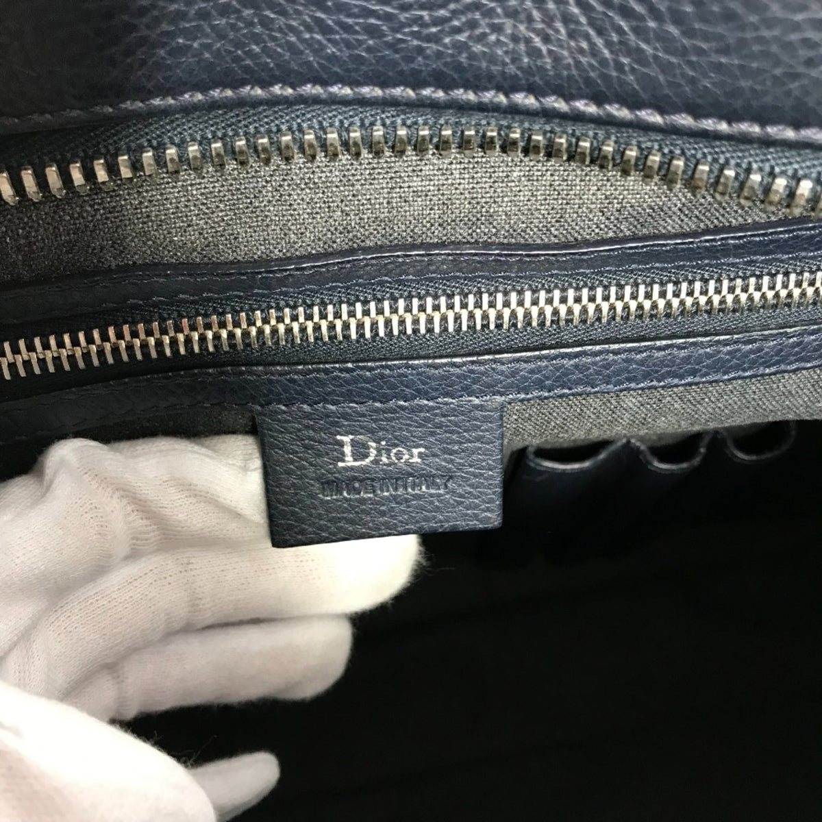 Dior Homme Navy Leather Briefcase (Pre-Owned)