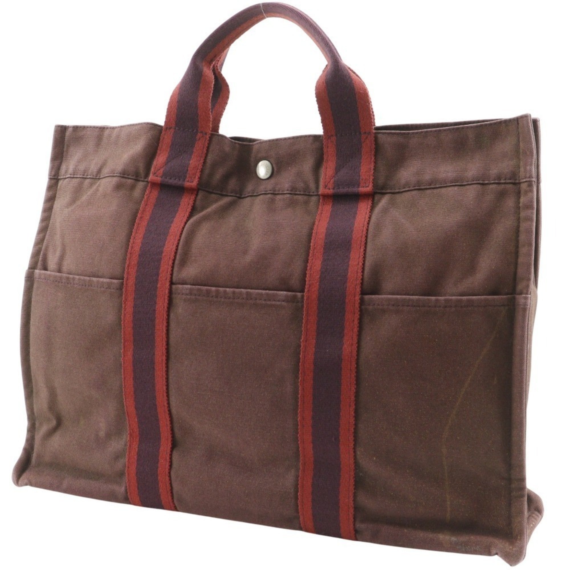 Hermes Brown Cotton Canvas Handbag (Pre-Owned)