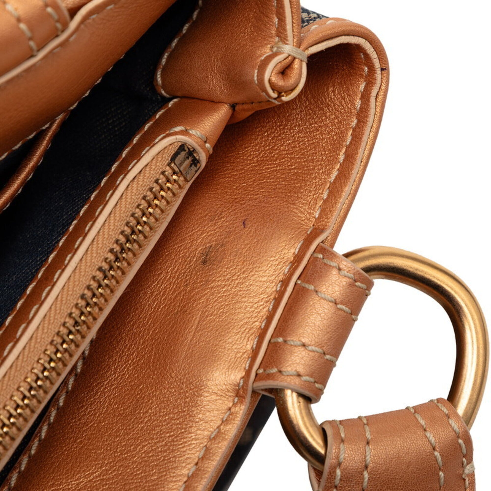Celine Navy Orange Denim Leather Handbag (Pre-Owned)