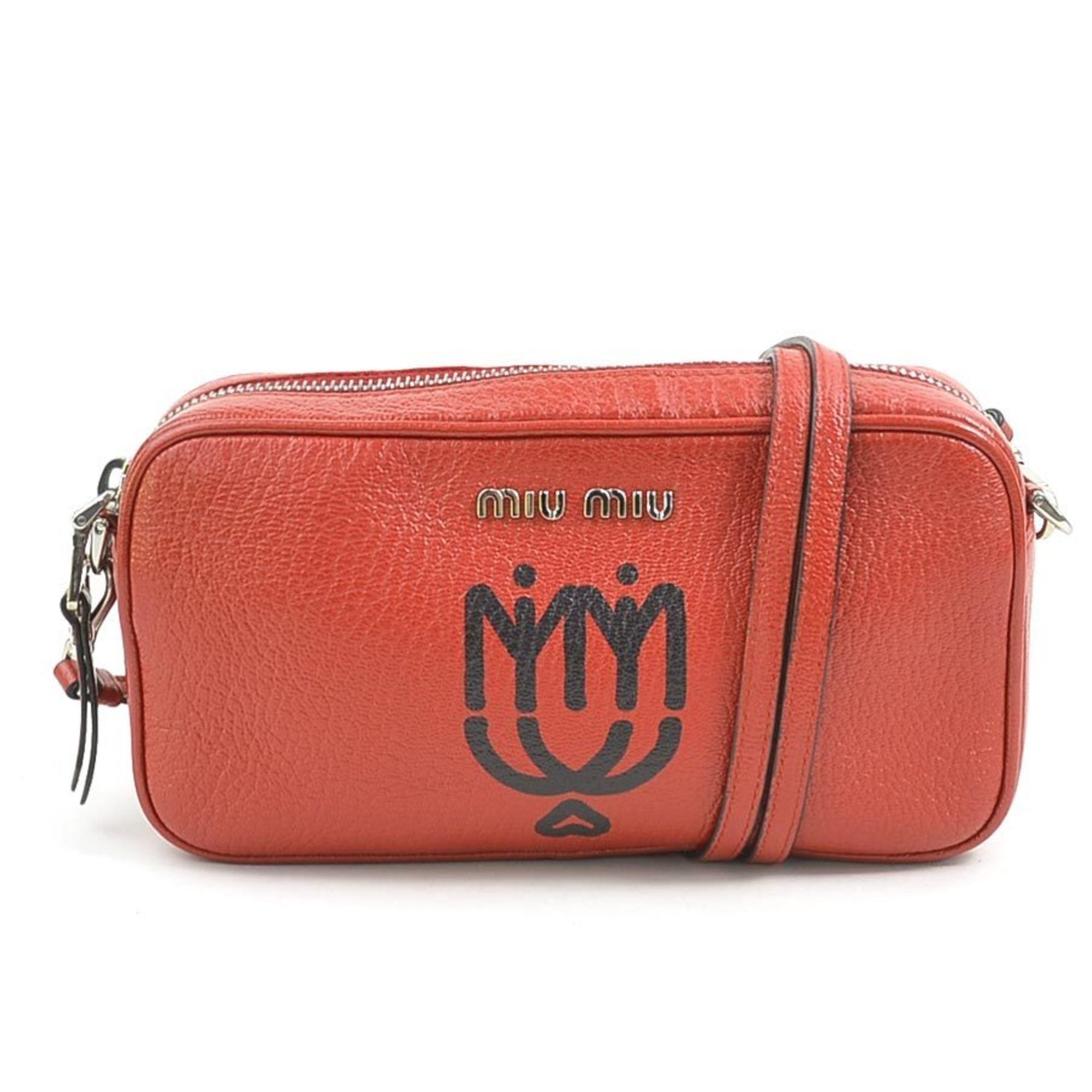 Miu Miu Red Color Leather Shoulder Bag (Pre-Owned)