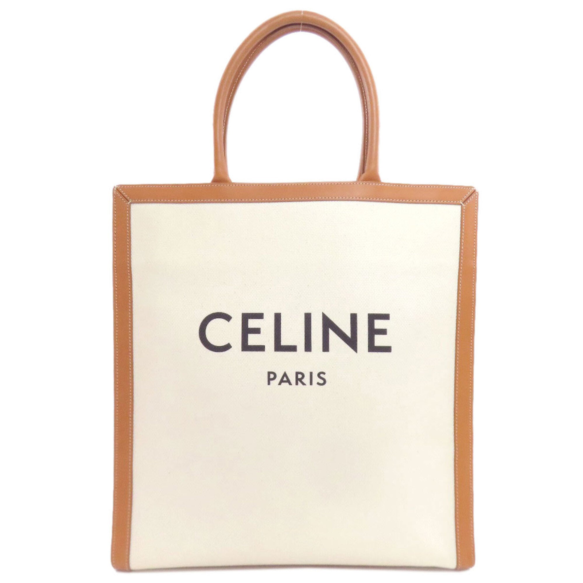 Celine Brown White Canvas Tote Bag (Pre-Owned)