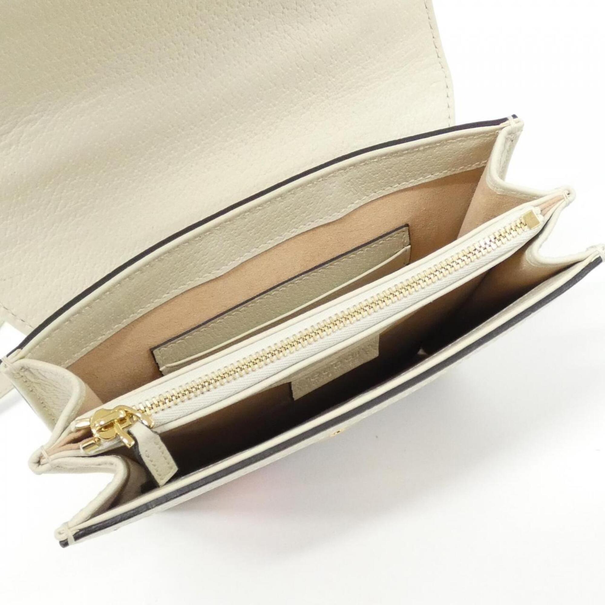 Gucci Beige White Gg Supreme Leather Shoulder Bag (Pre-Owned)